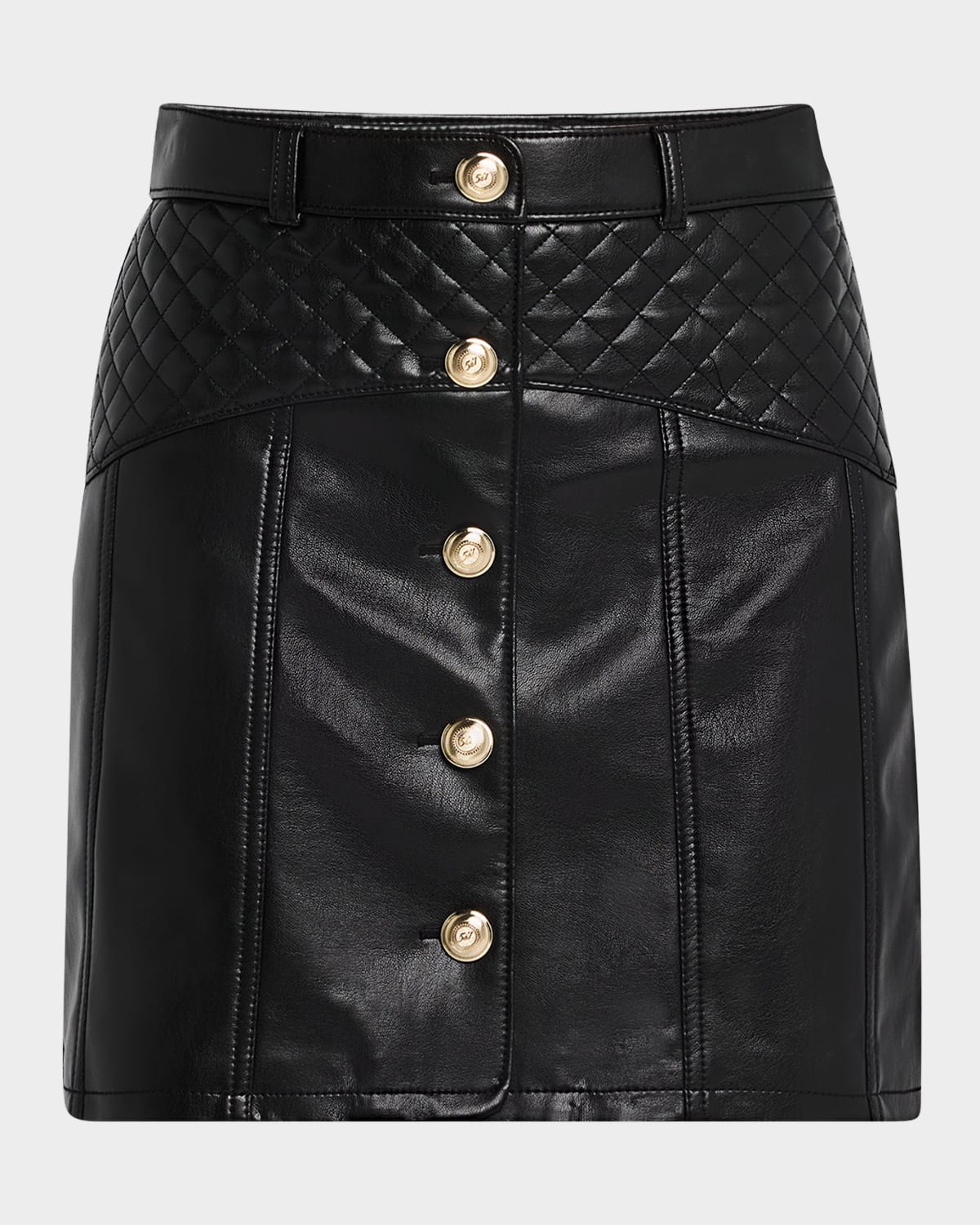 Claudia Quilted Vegan Leather Mini Skirt