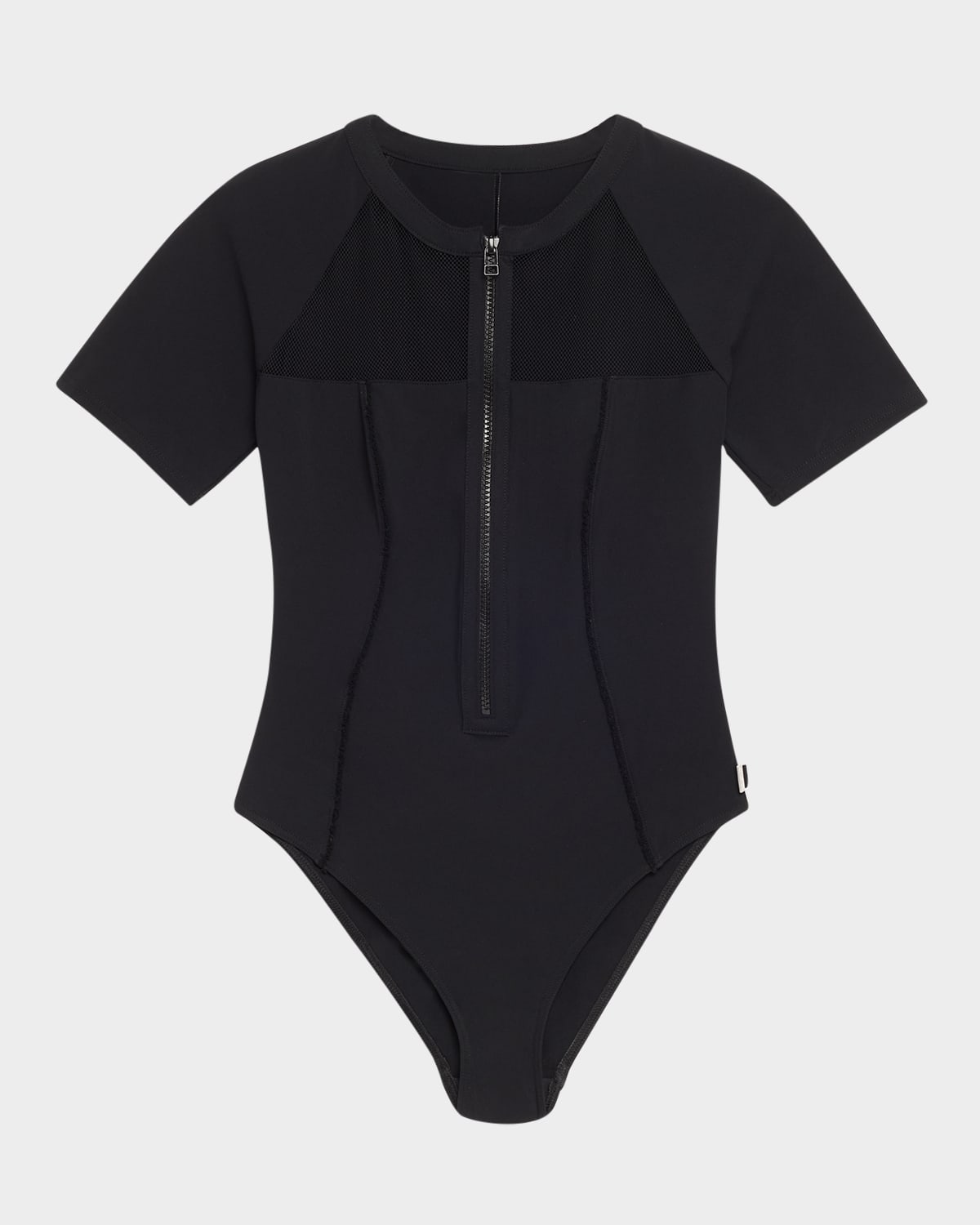 Mesh Zip-Up One-Piece Swimsuit