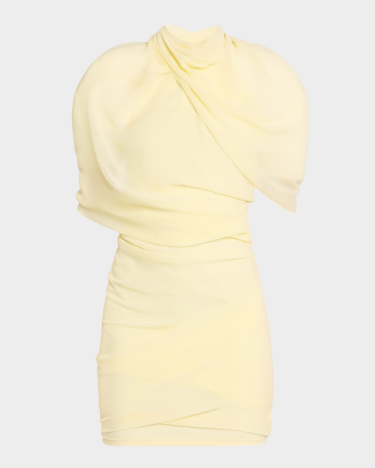 Jacquemus Chestnut Backless Cape Mini Dress In Pale Yellow