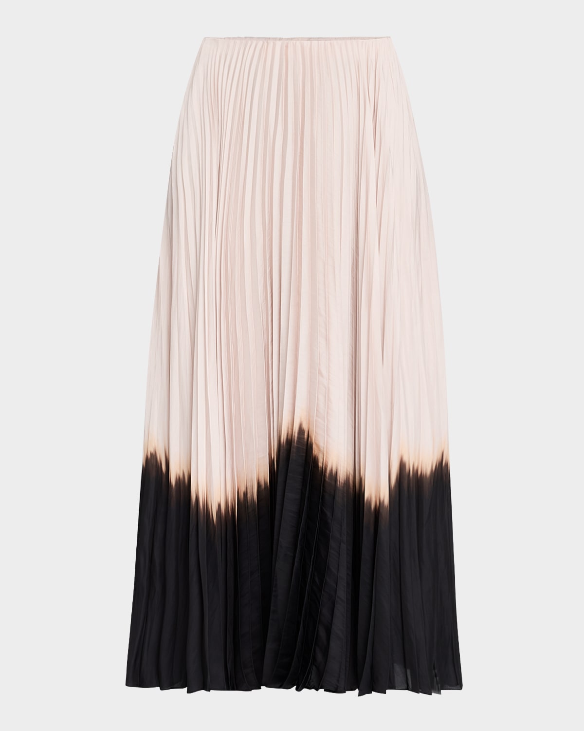 Tatum Pleated Contrast-Hem Midi Skirt