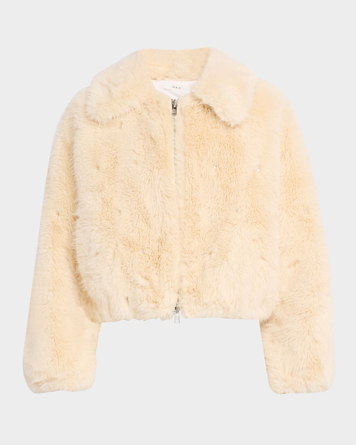 A.L.C ESME EMBELLISHED FAUX FUR JACKET 