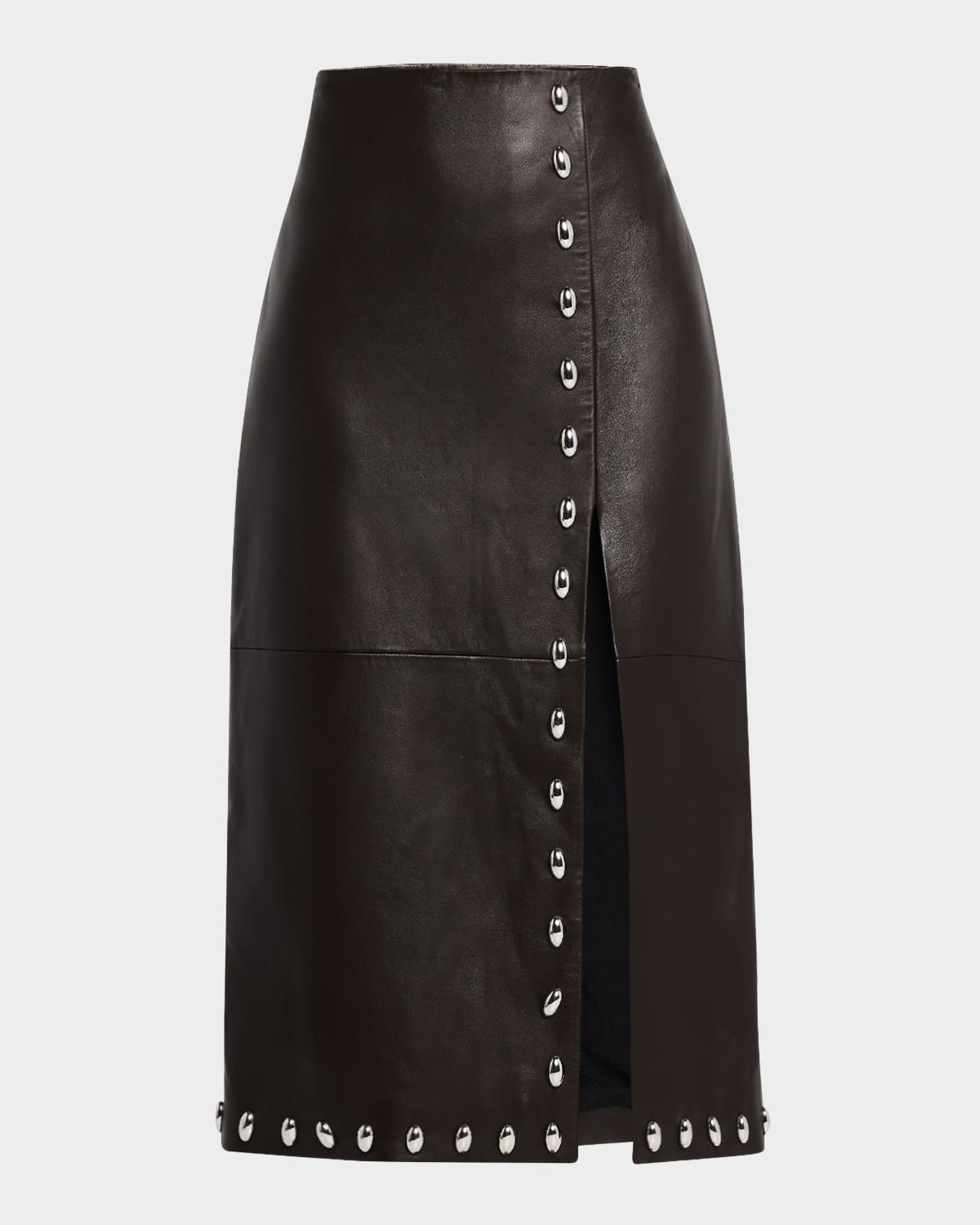 Naomi Stud-Embellished Faux Leather Midi Skirt