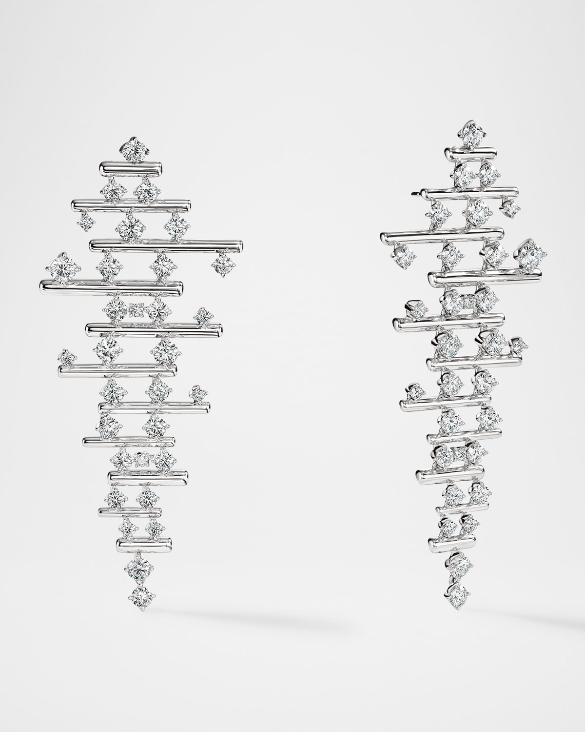Barre 18K White Gold Multi-Row Diamond Drop Earrings