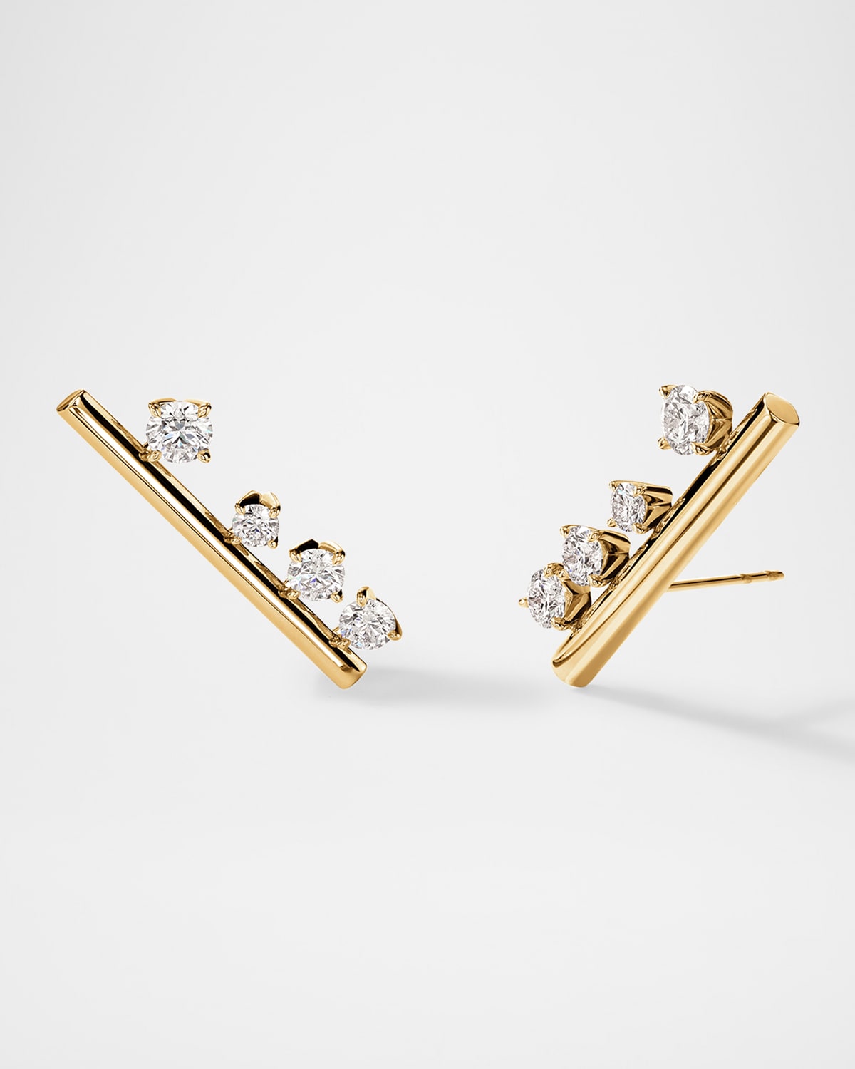 Barre Large 18K White Gold Floating Diamond Climber Earrings