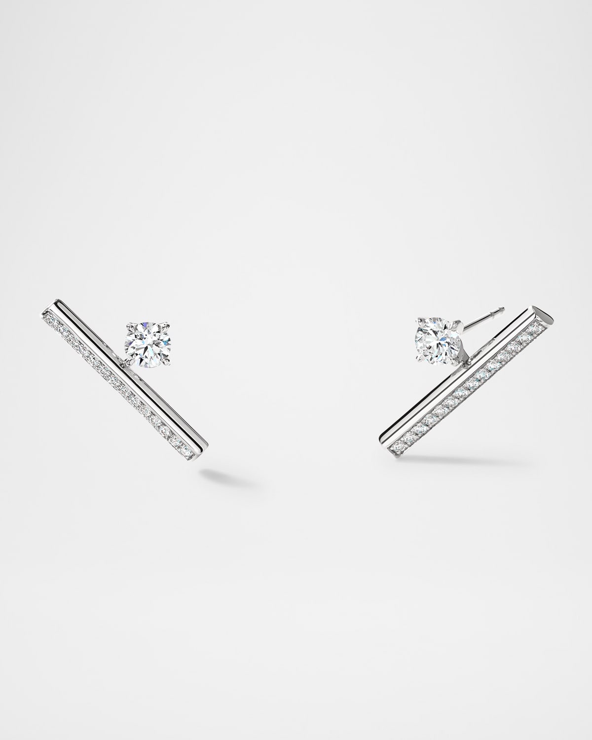 Barre 18K White Gold Pave Floating Diamond Climber Earrings