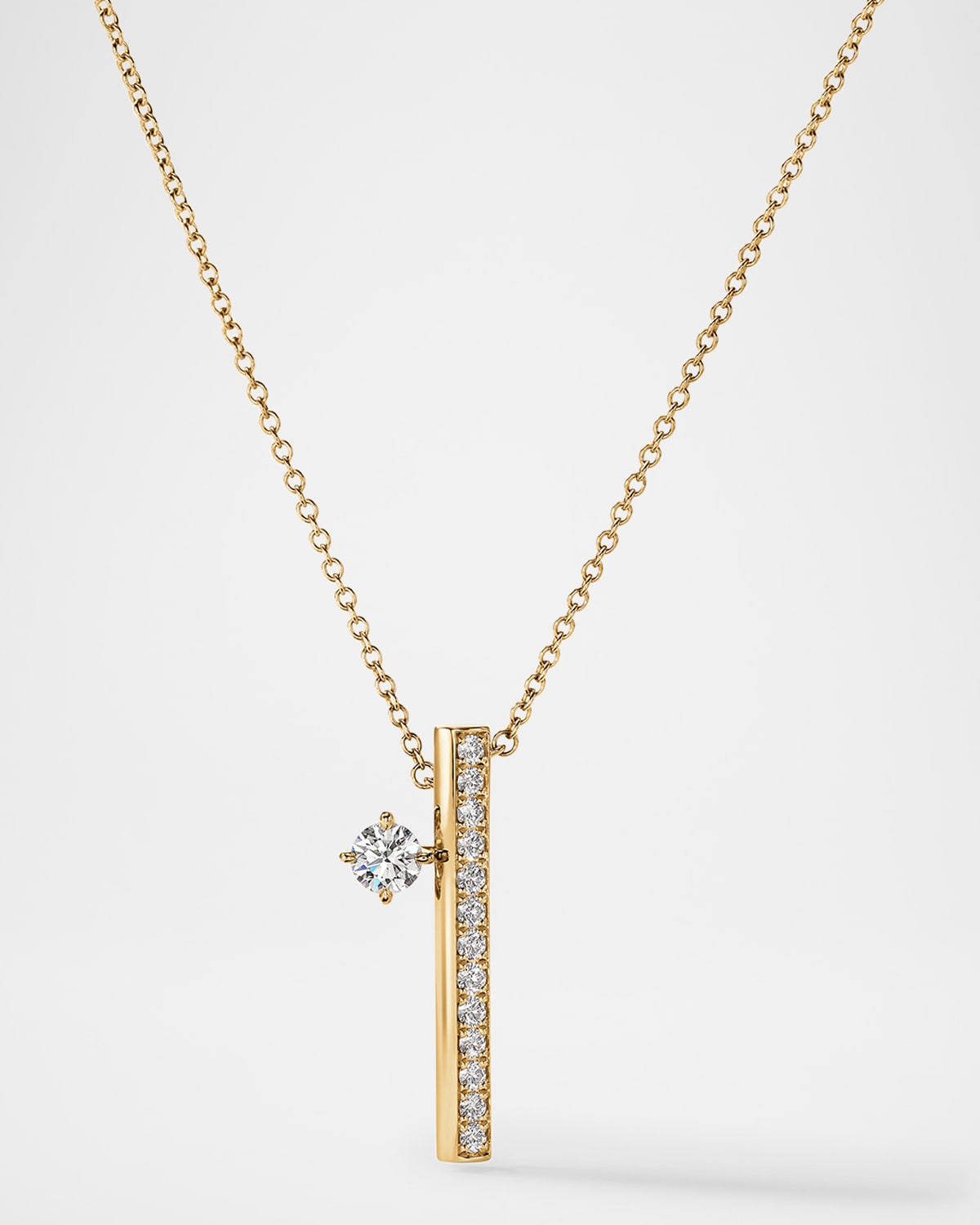 Barre 18K Yellow Gold Pave Floating Diamond Pendant Necklace