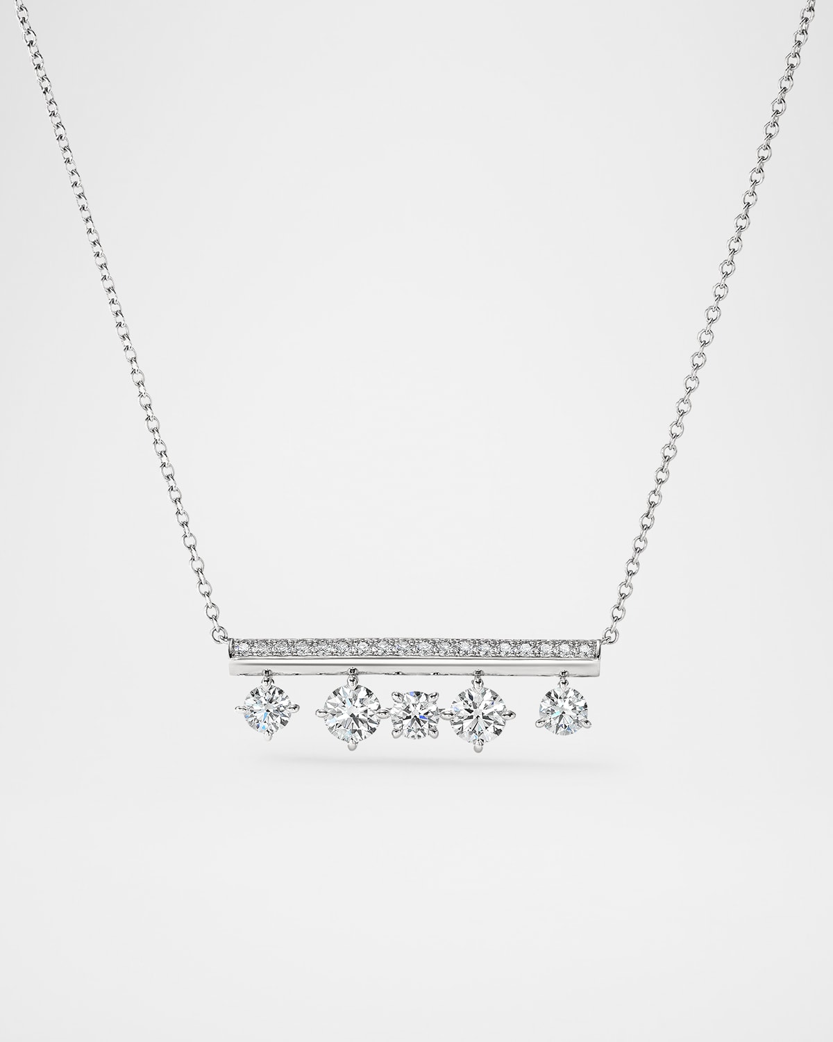 Barre 18K White Gold Pave Floating Diamond Pendant Necklace