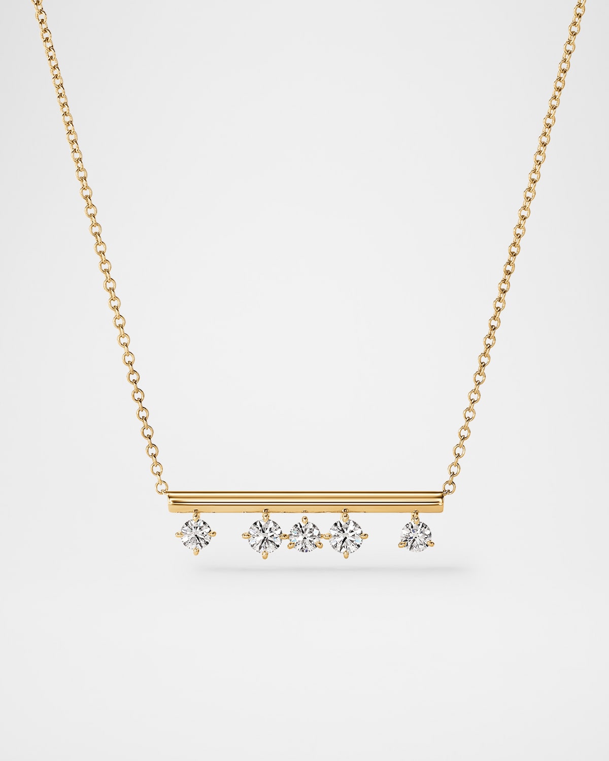 Barre 18K Yellow Gold Floating Diamond Pendant Necklace