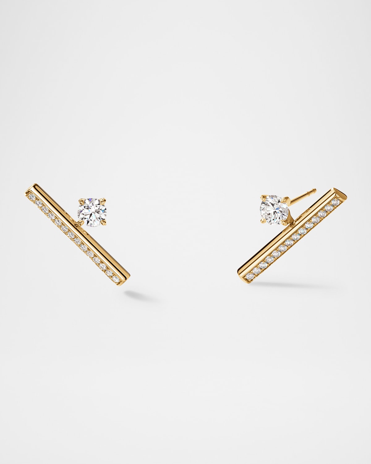 Barre 18K Yellow Gold Pave Floating Diamond Climber Earrings