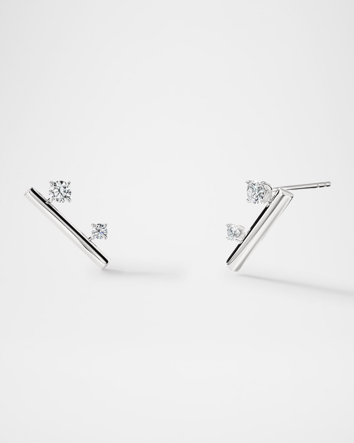 Barre 18K White Gold Floating Diamond Climber Earrings