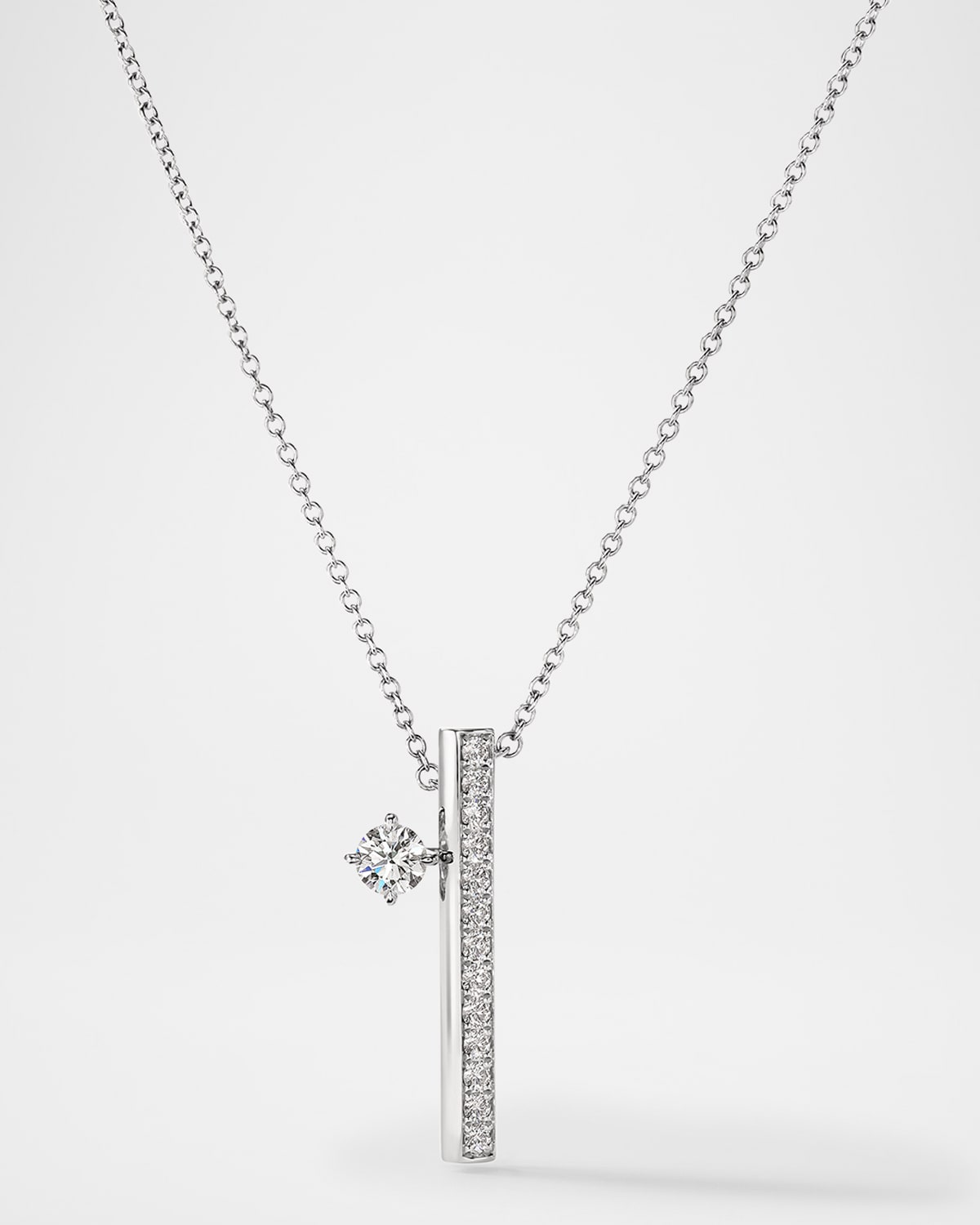 Barre 18K White Gold Floating Diamond Pendant Necklace