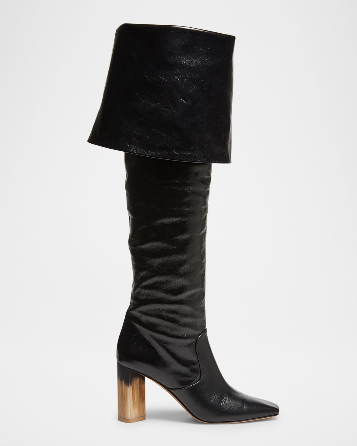 Shop Chloé Georgia Leather Foldover Knee Boots In Black