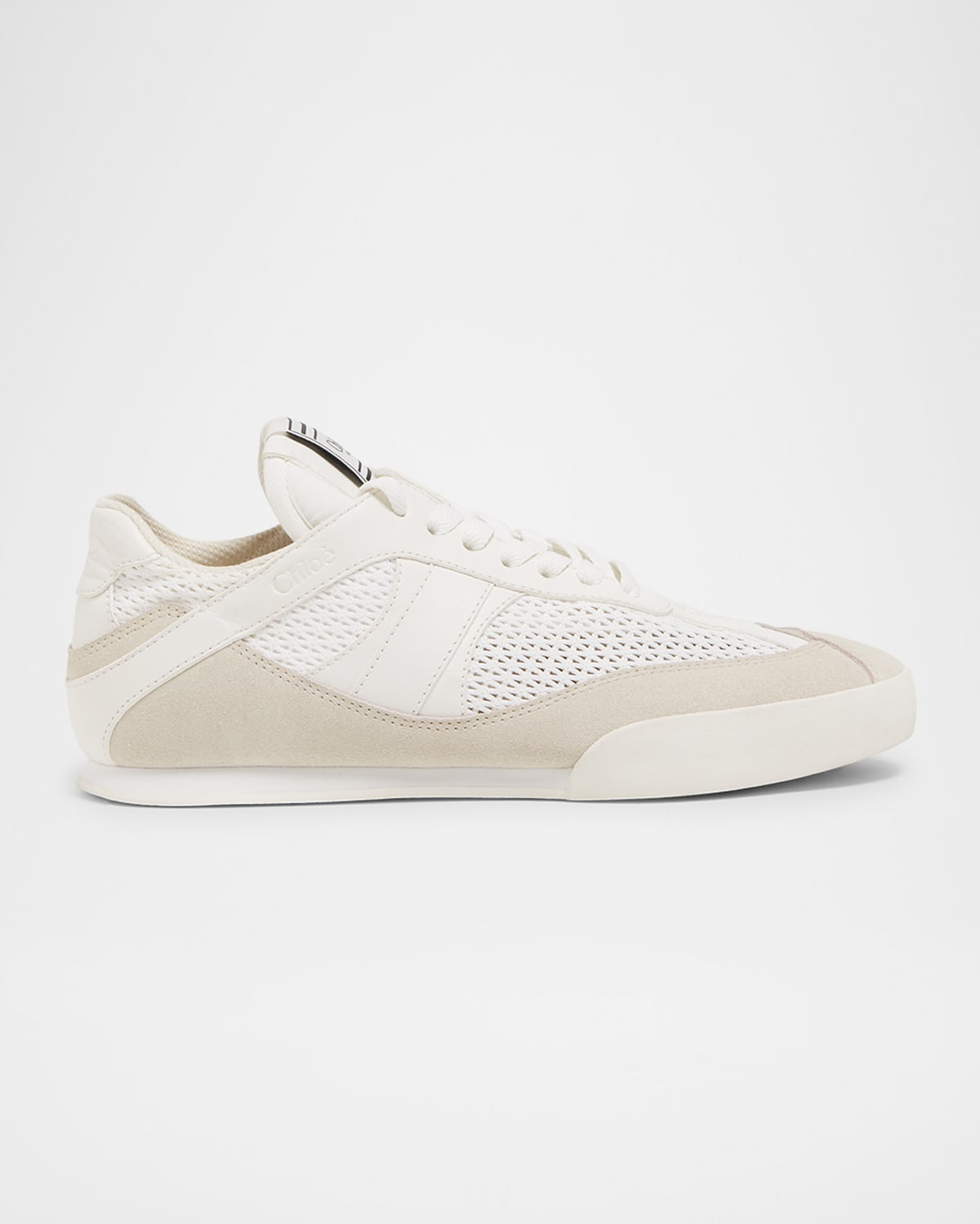 Shop Chloé Kick Mesh And Leather Low-top Sneakers In Cloudy Cream