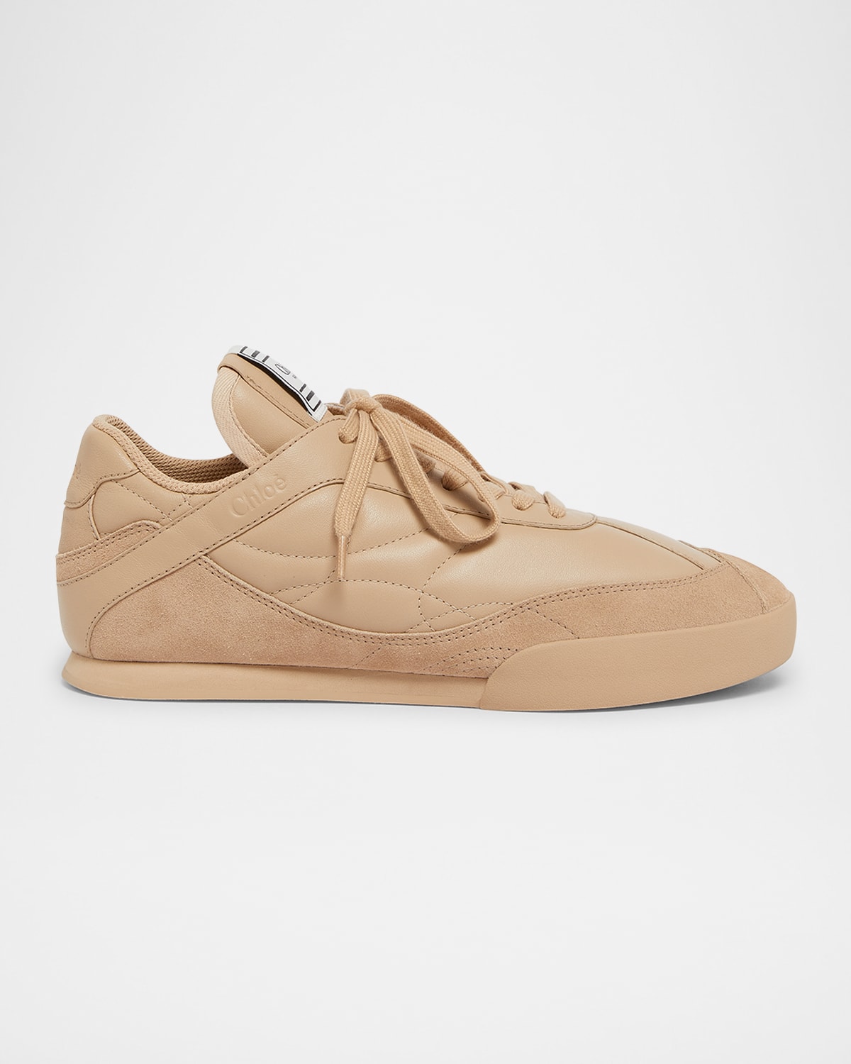 CHLOÉ KICK LOW-TOP MIXED LEATHER SNEAKERS 