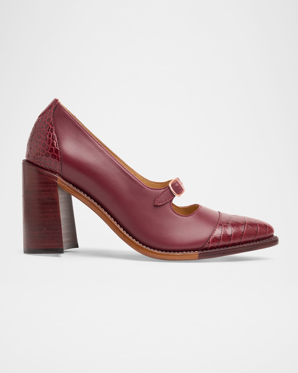THE OFFICE OF ANGELA SCOTT MISS ELIZA MIXED LEATHER MARY JANE PUMPS 