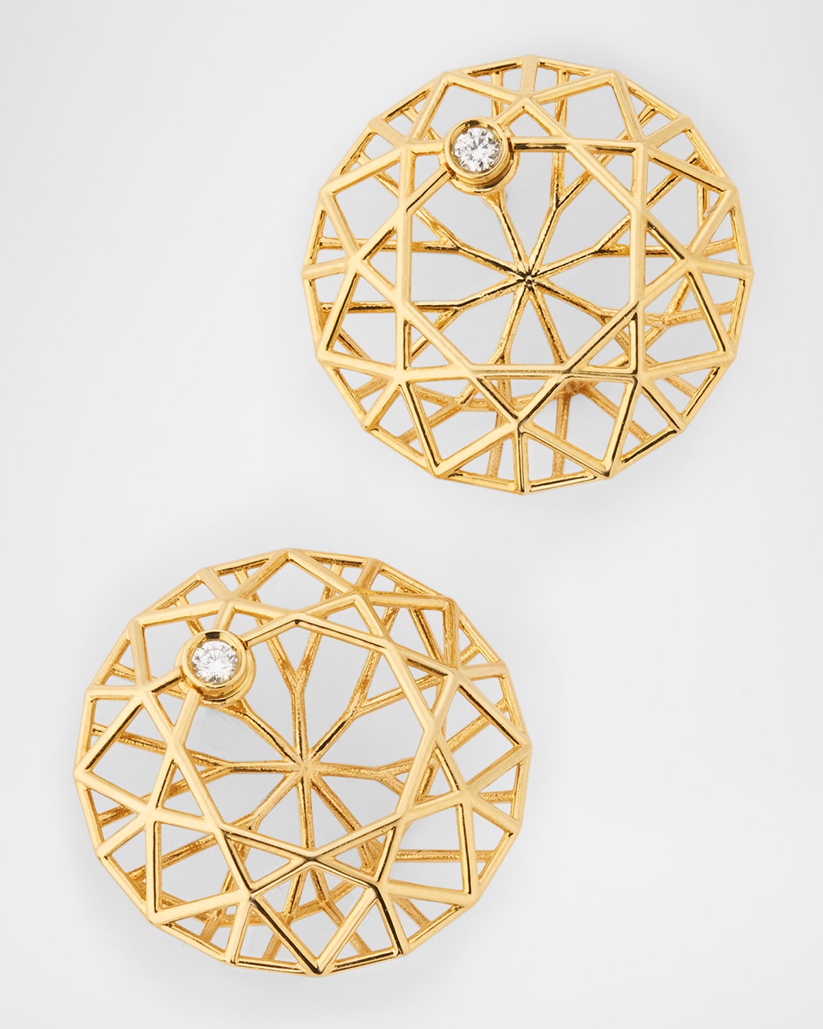 18K Yellow Gold Ink Round Earrings with Diamonds