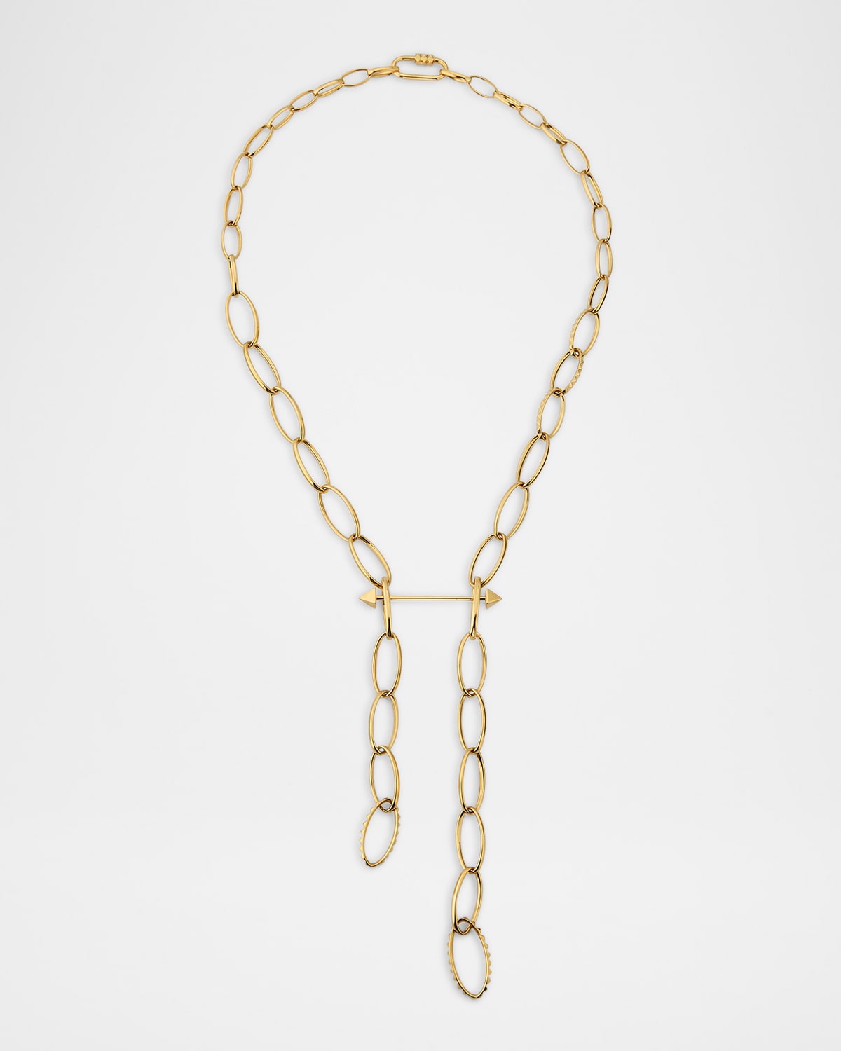 18K Yellow Gold Asymmetric Loop Chain Bar Necklace