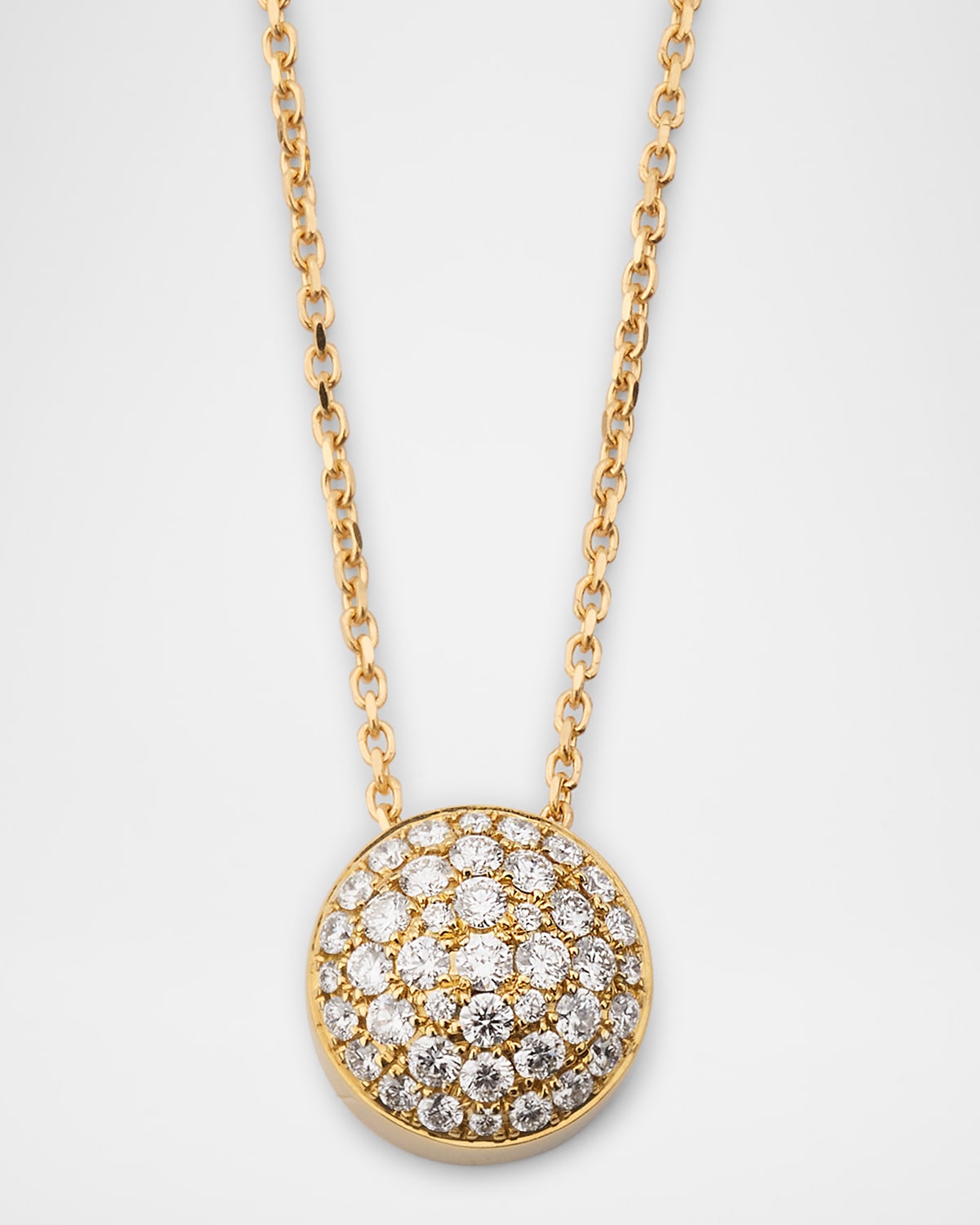18K Yellow Gold Round Candy Necklace with Full Diamond Pave