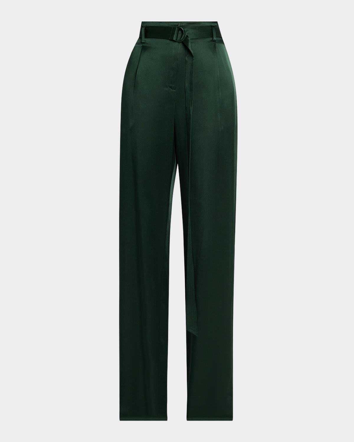 Satin High Waisted Belted Pants