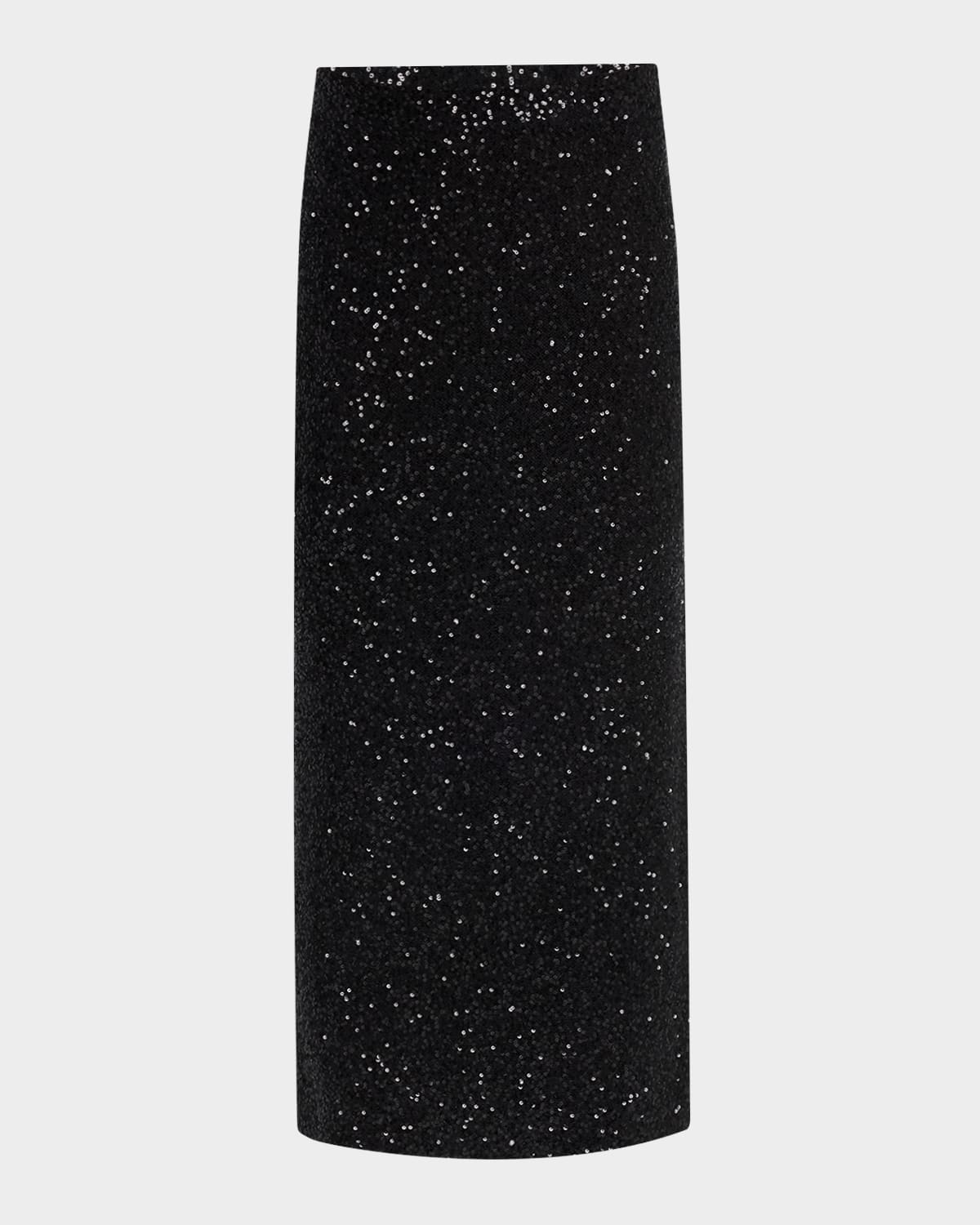 Sequined Cashmere Midi Skirt
