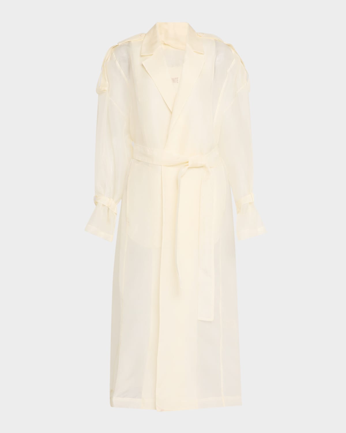 LAPOINTE FEATHER-CUFF ORGANZA RELAXED TRENCH COAT 
