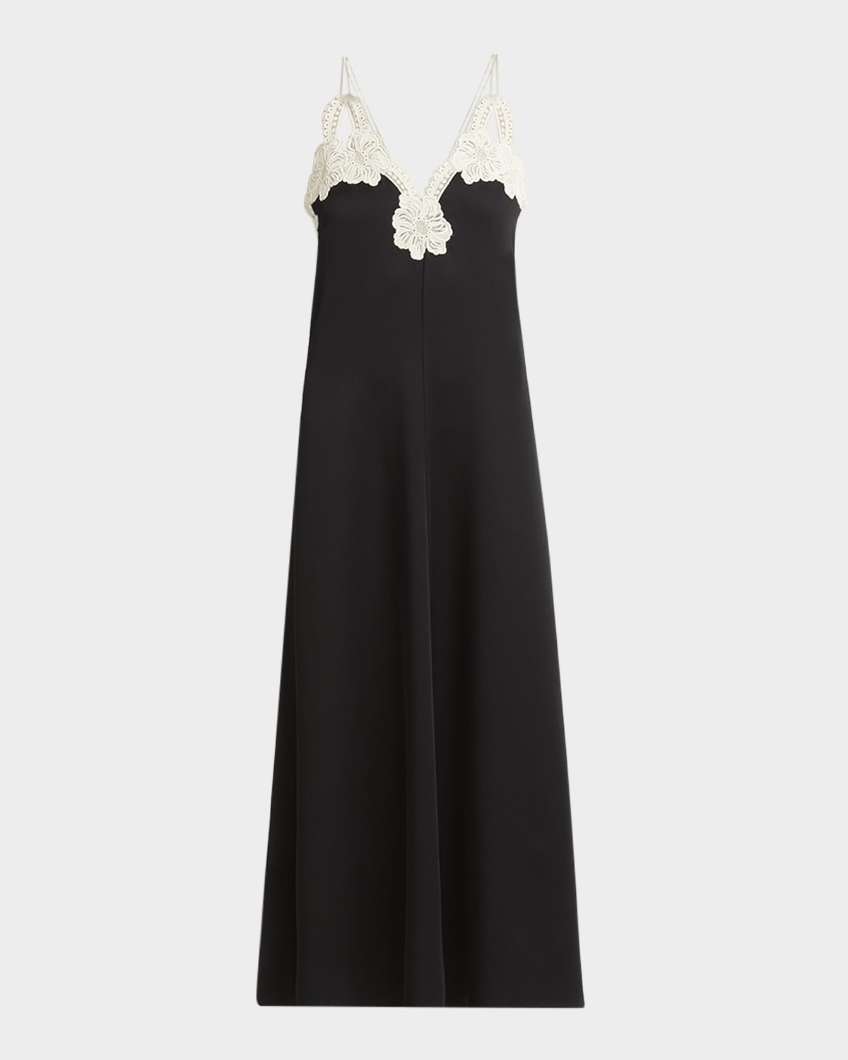 Shop Jil Sander Floral Embroidered Midi Dress In Black