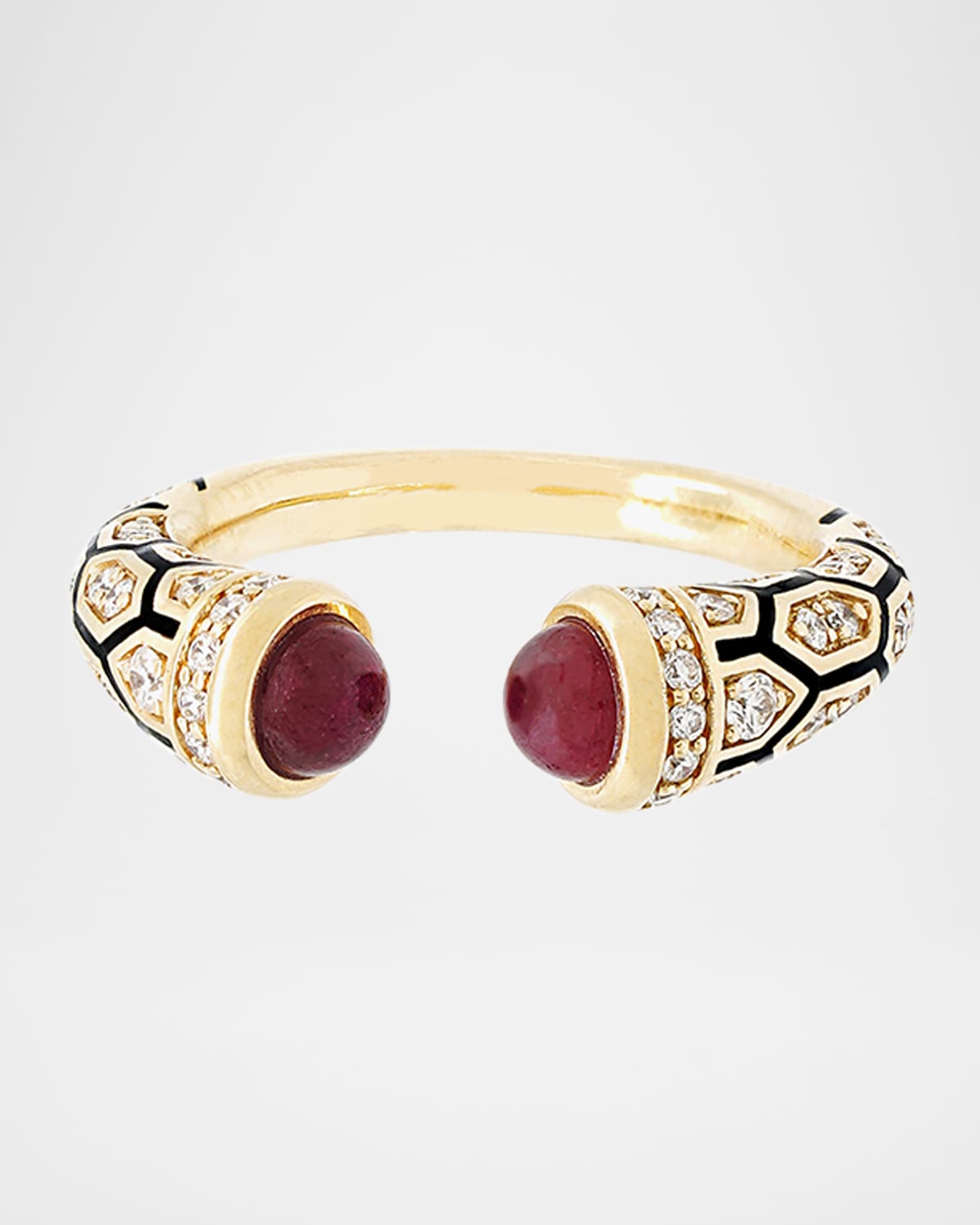 18K Yellow Gold Mushabbak Bangle Bracelet with Diamonds and Rubies