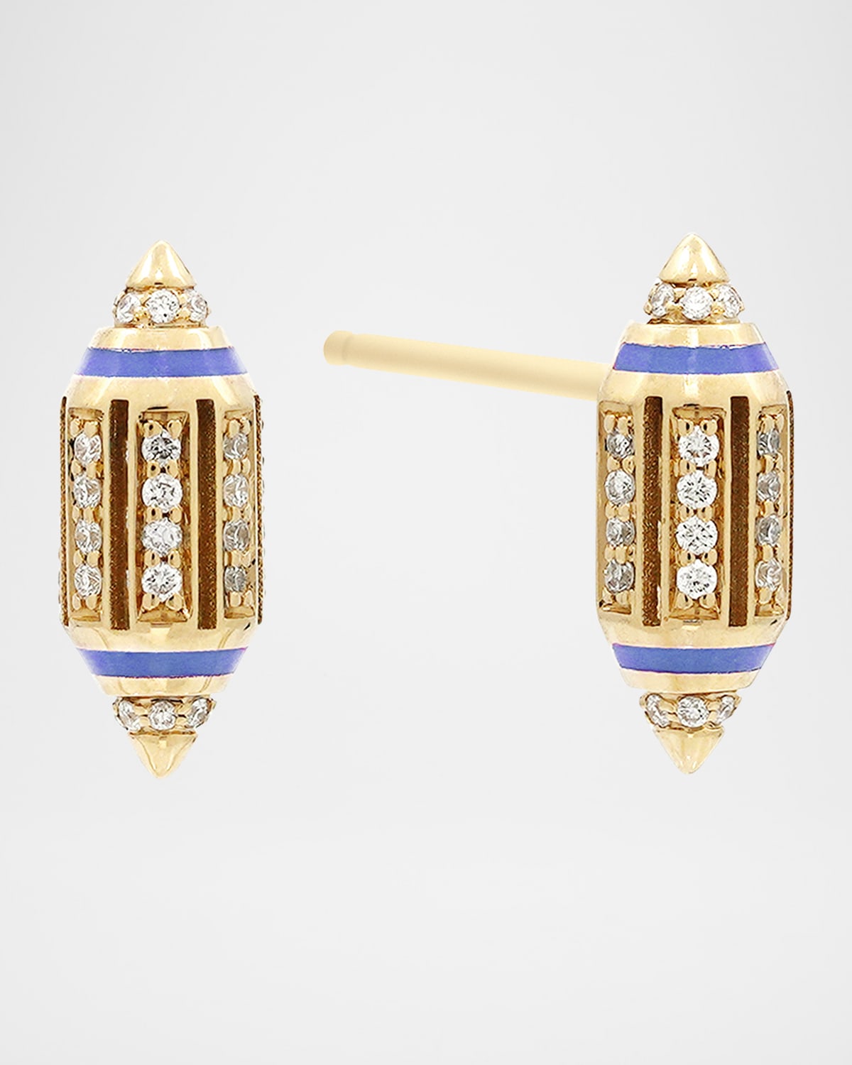 Summer Heus Earrings in 18K Yellow Gold with Hyceram and Diamonds