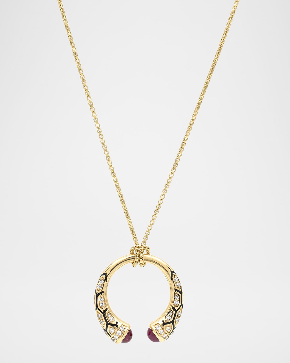18K Yellow Gold Mushabbak Diamond and Ruby Pendant Necklace