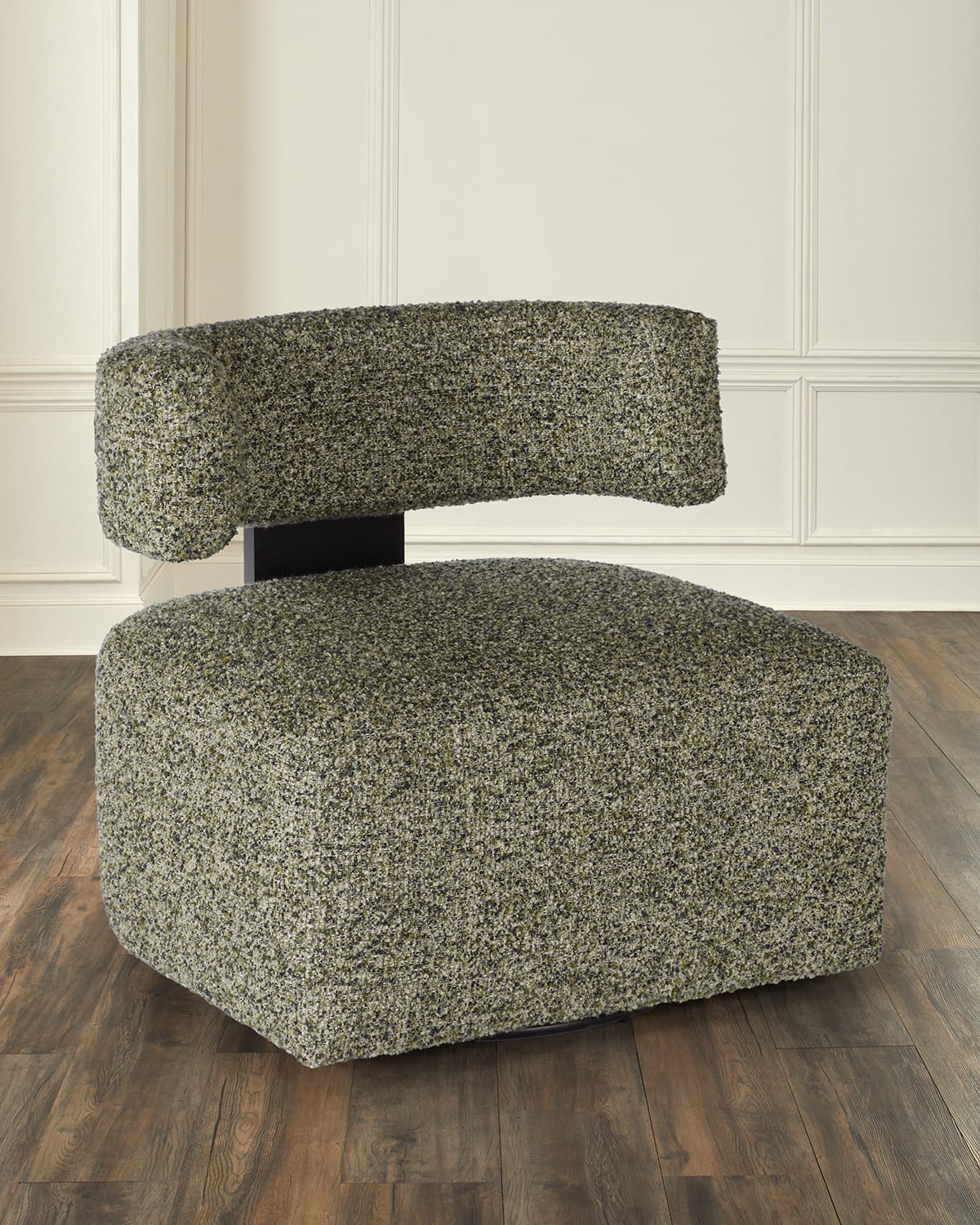 Hf Custom Winslow Boucle Swivel Chair In Forest Green