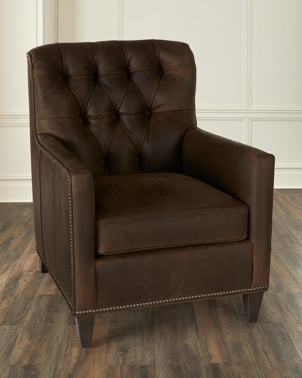 Bradington-young Carlee Leather Club Chair In Dark Chocolate