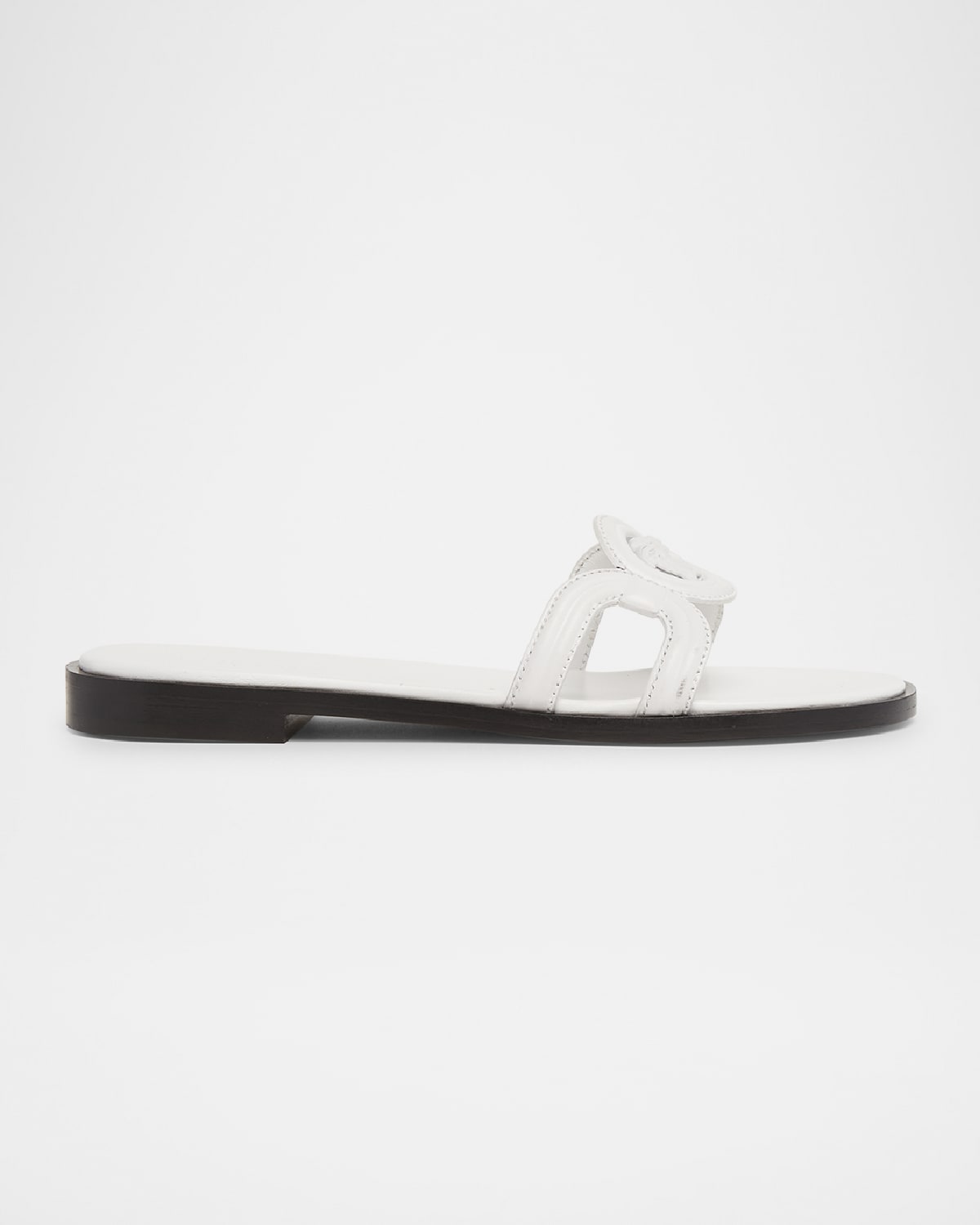 Medusa Leather Flat Slide Sandals