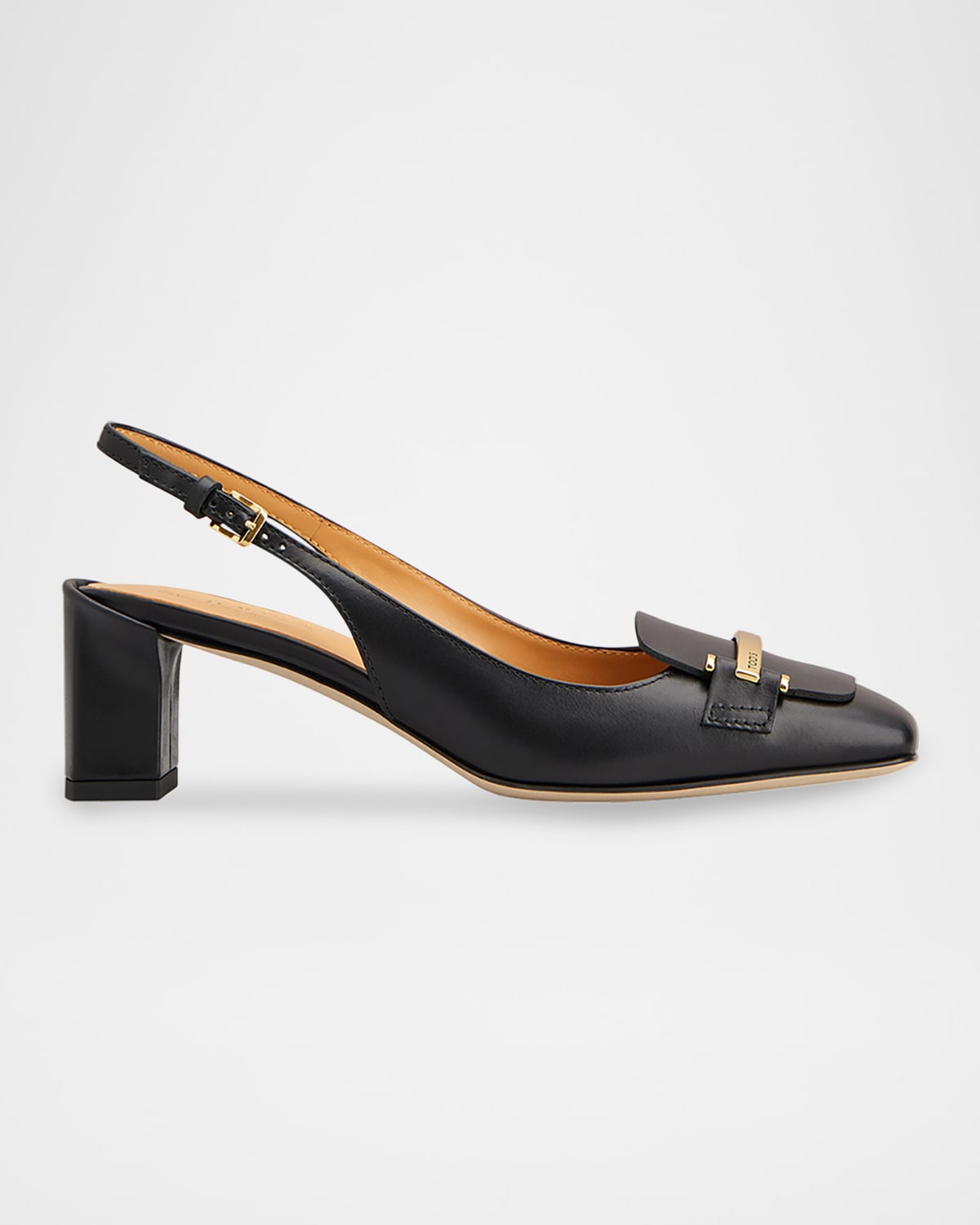 Tod's Leather Bar Slingback Pumps In Black