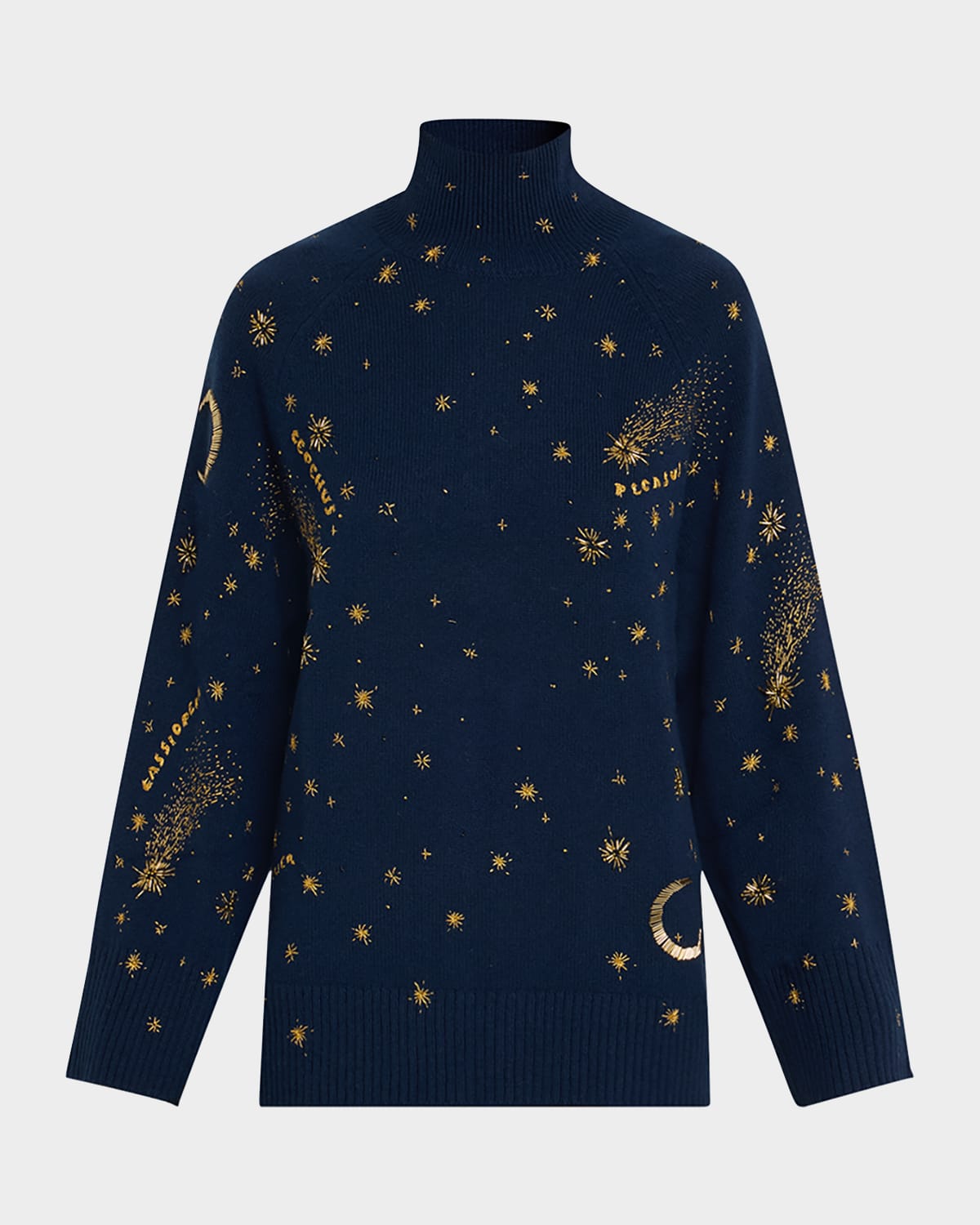 Altuzarra Jared Beaded Turtleneck Sweater In Navy