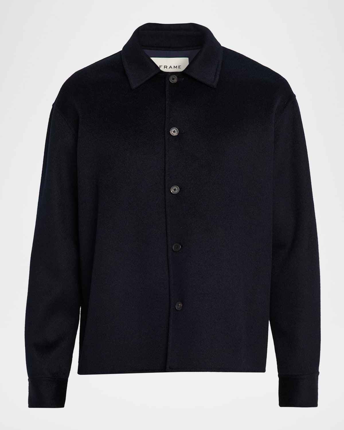 Frame Wool Twin-pocket Overshirt In Blue
