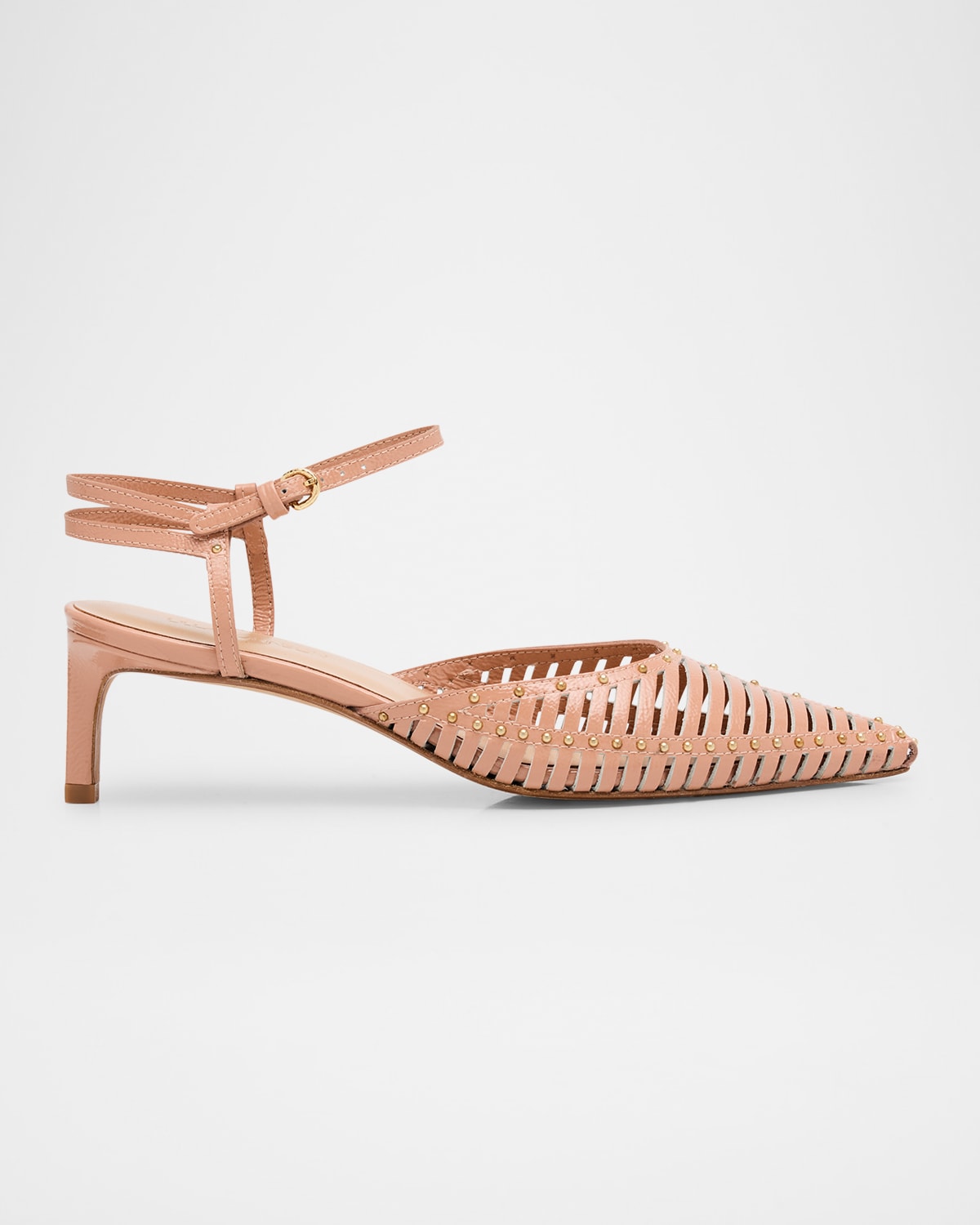 Shop Ulla Johnson Francine Caged Leather Ankle-strap Pumps In Siena