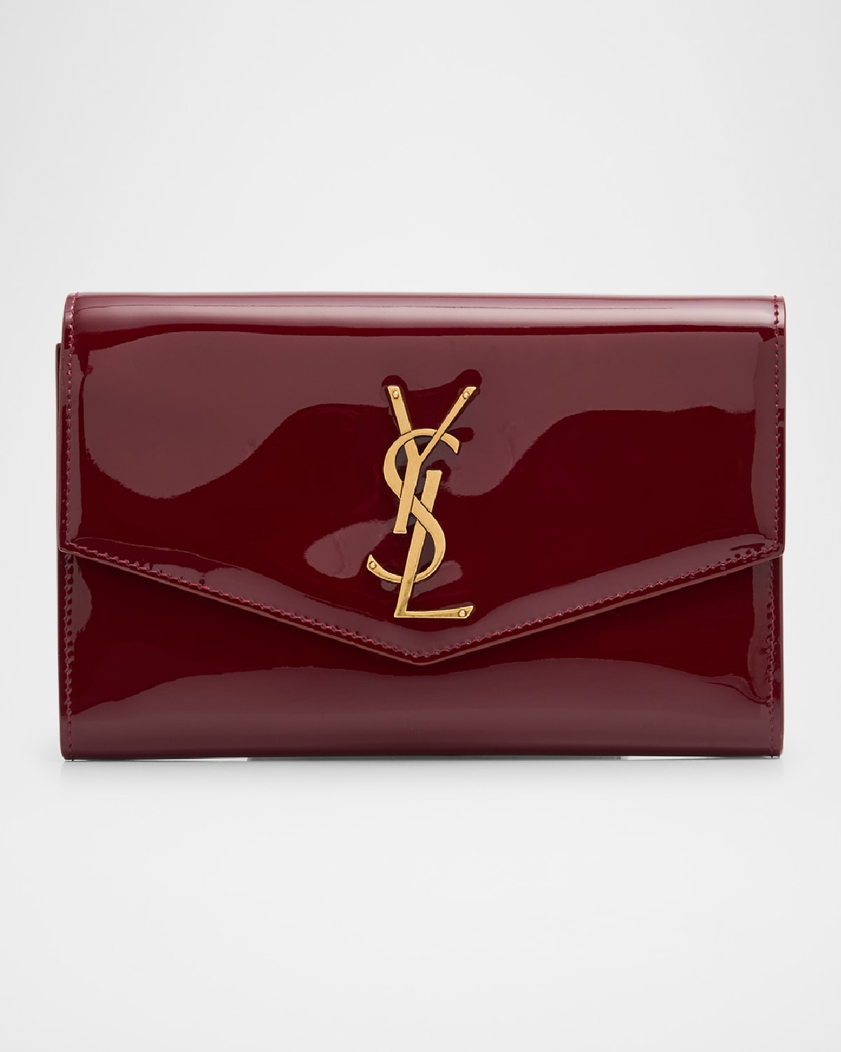 Saint Laurent Ysl Wallet On Chain In Patent Leather In Grenade