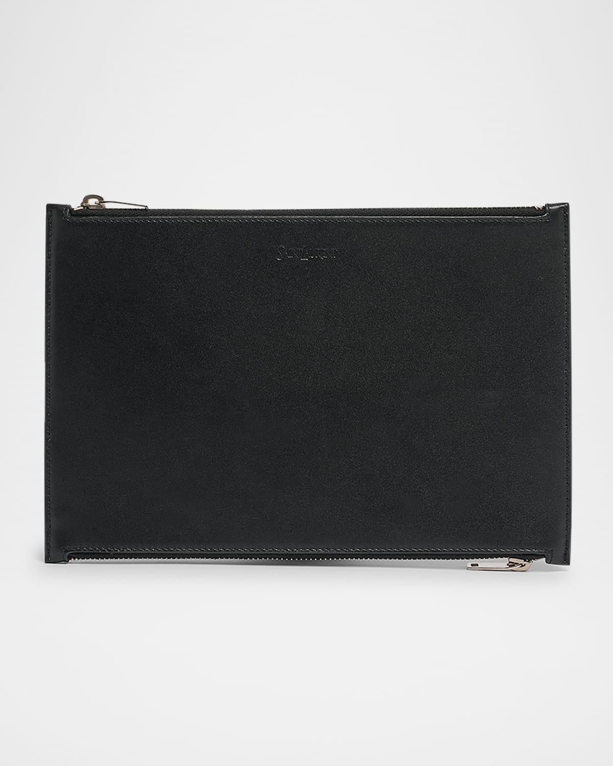 Saint Laurent Double-zip Travel Pouch Bag In Leather In Black