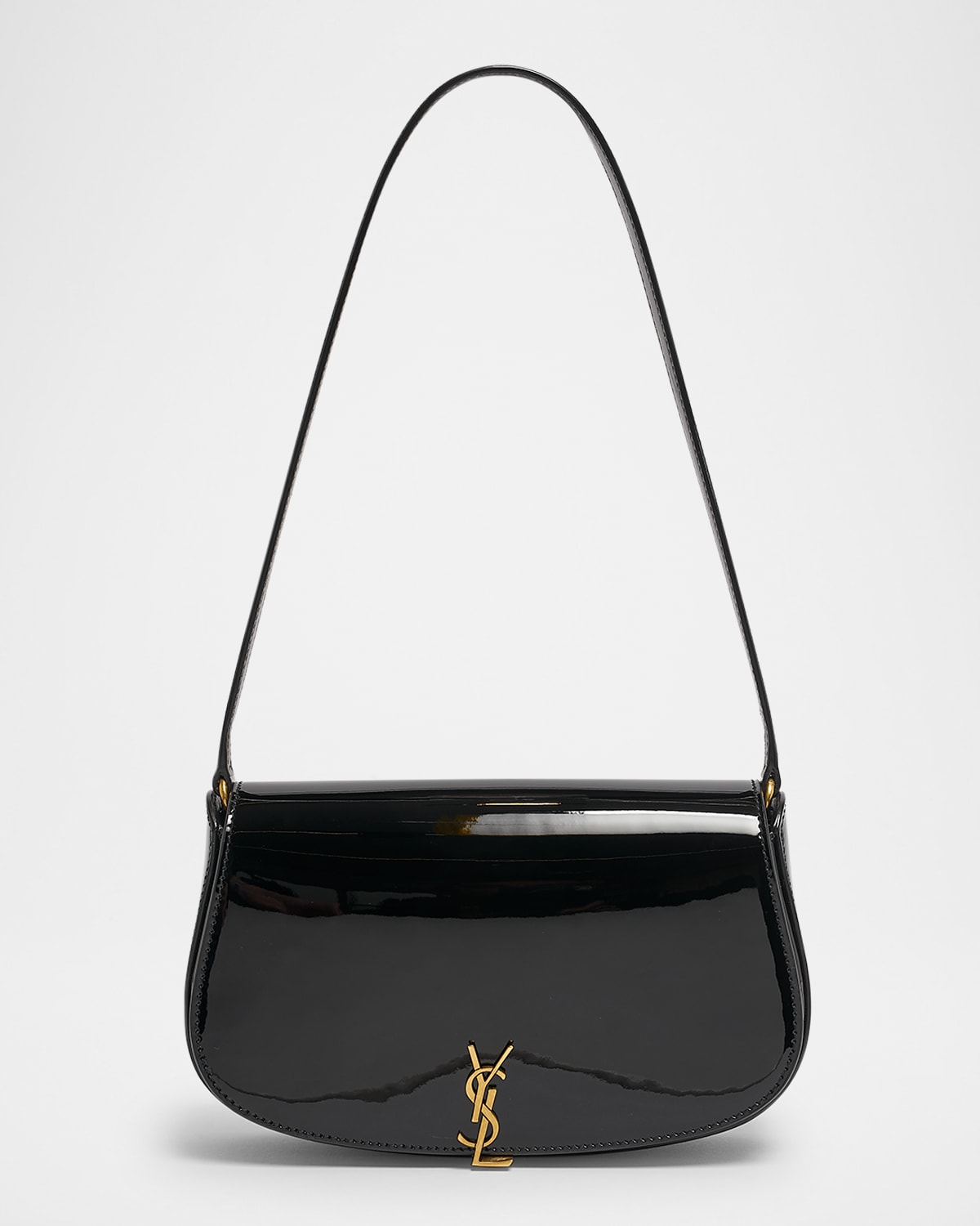 Saint Laurent Mini Ysl Shoulder Bag In Patent Leather In Black