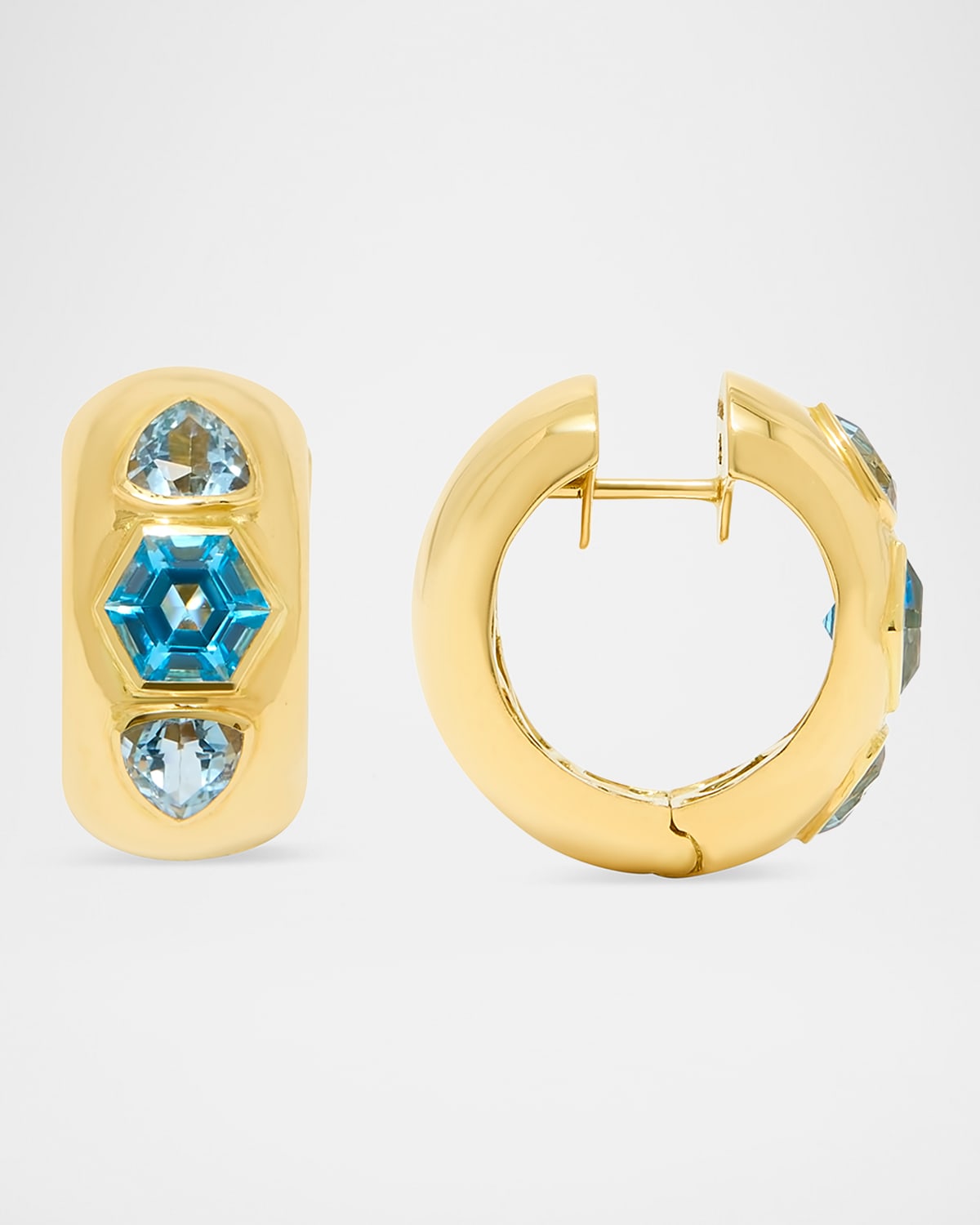 18K Yellow Gold The Deal Breaker Honeycomb Gemstone Hoop Earrings