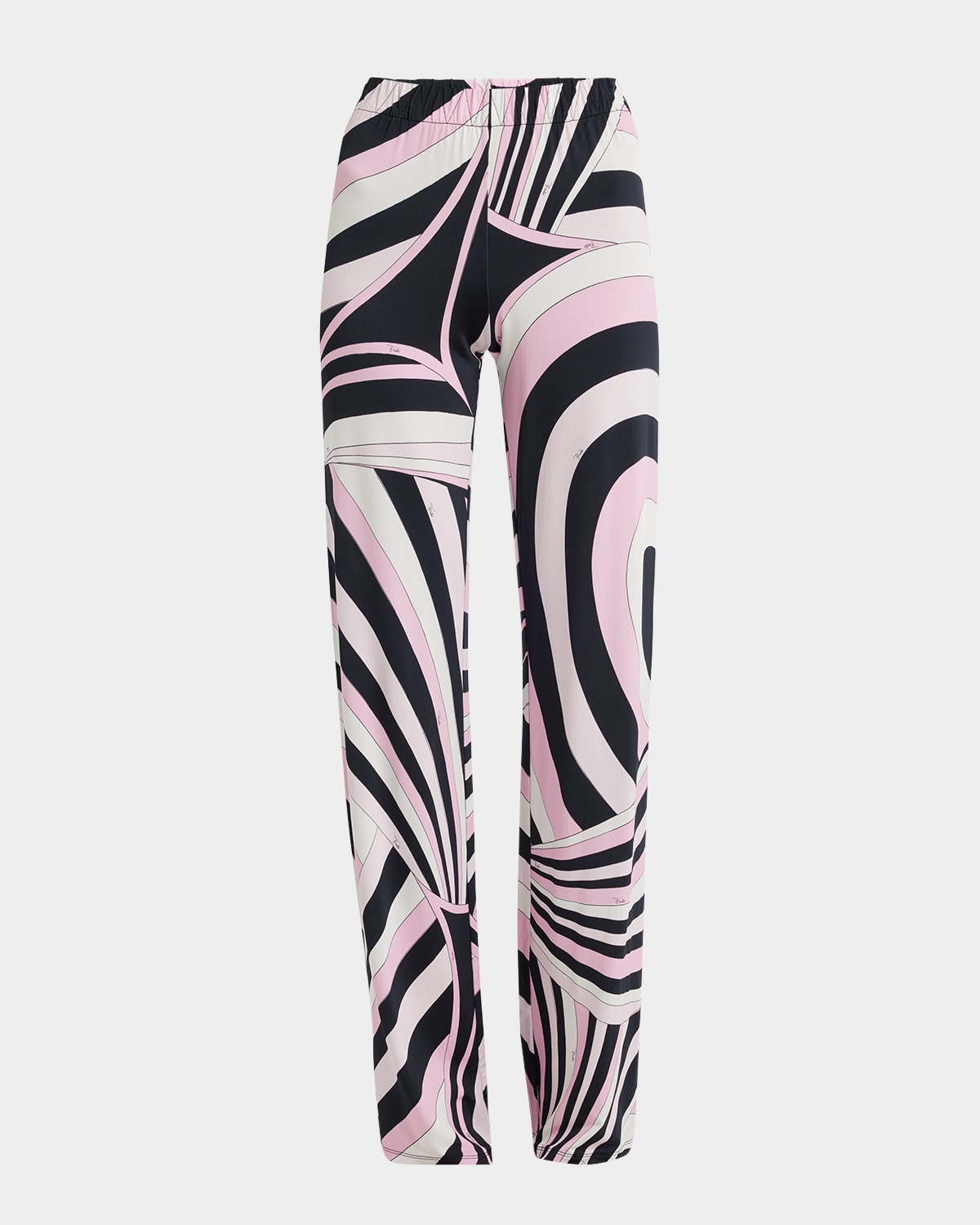 Pucci Iride-print Straight-leg Pull-on Trousers In Nero Rosa