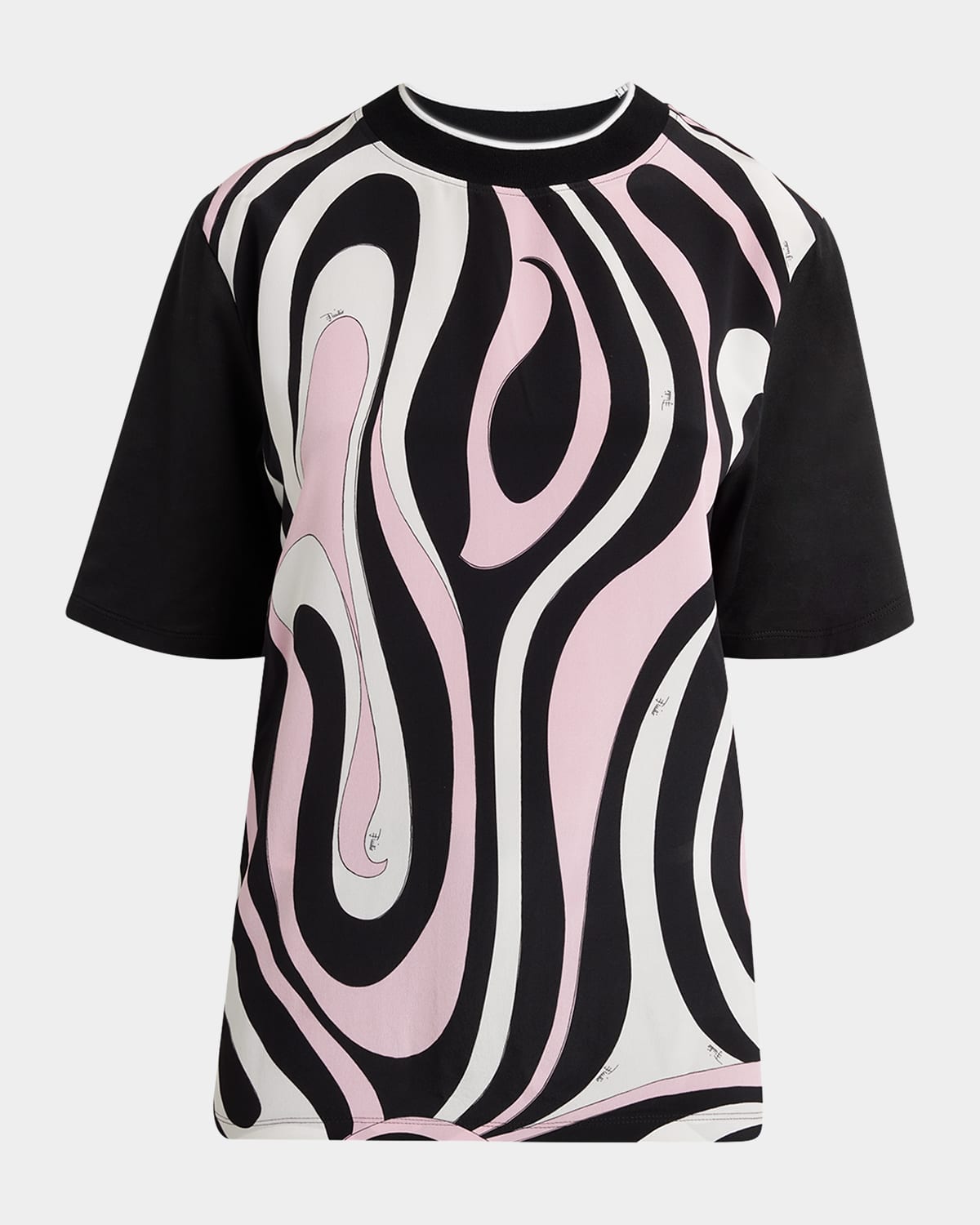 Pucci Marmo-print Crewneck T-shirt In Nero