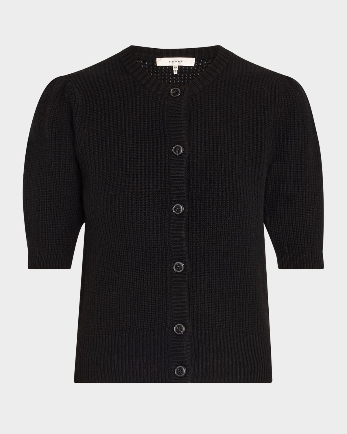 Frame Womens Shrunken Short-sleeve Wool-blend Knit Cardigan Black In Black