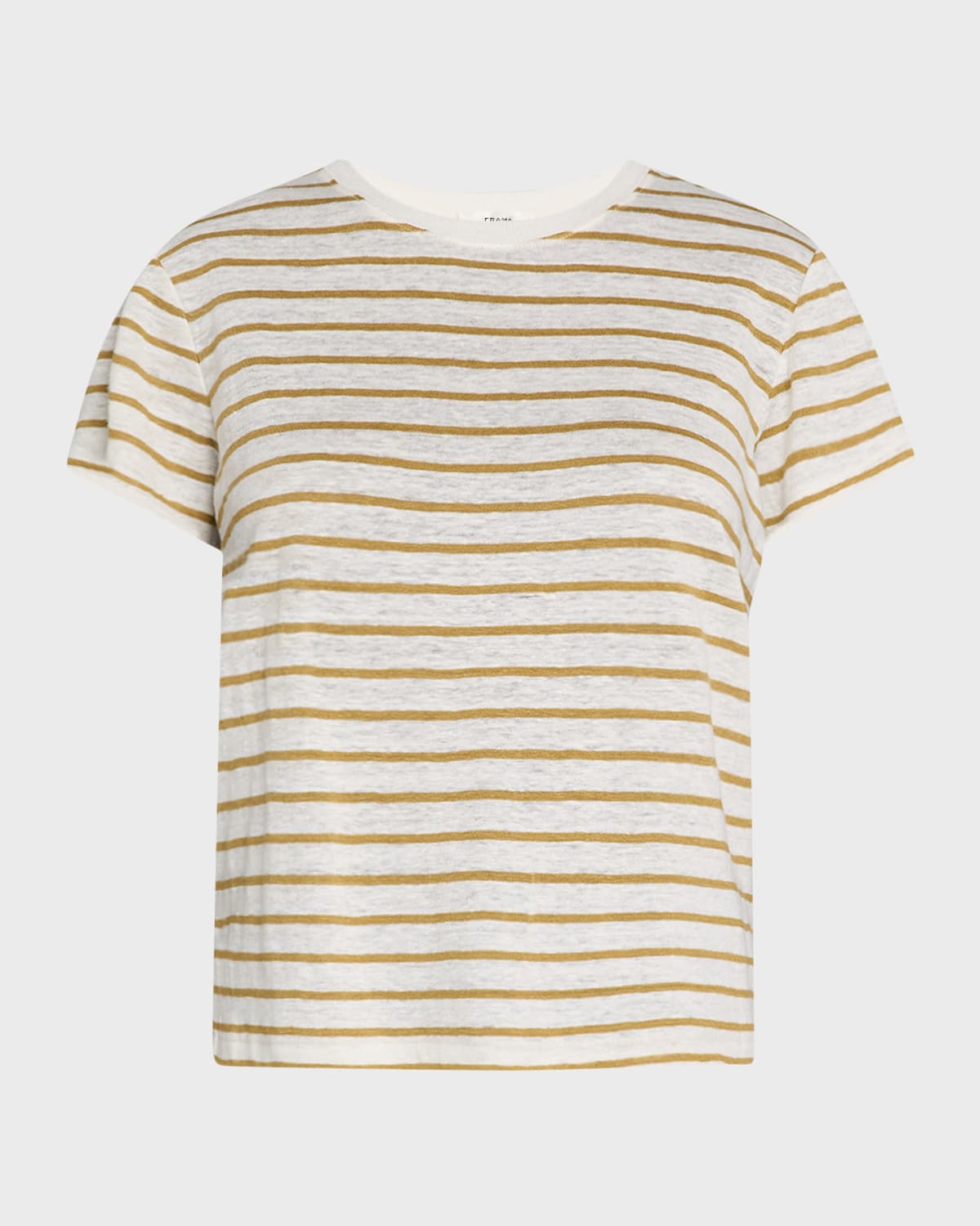 Frame Womens Stripe-print Short-sleeve Organic-linen T-shirt Dark Khaki Multi In Dark Khaki Multi