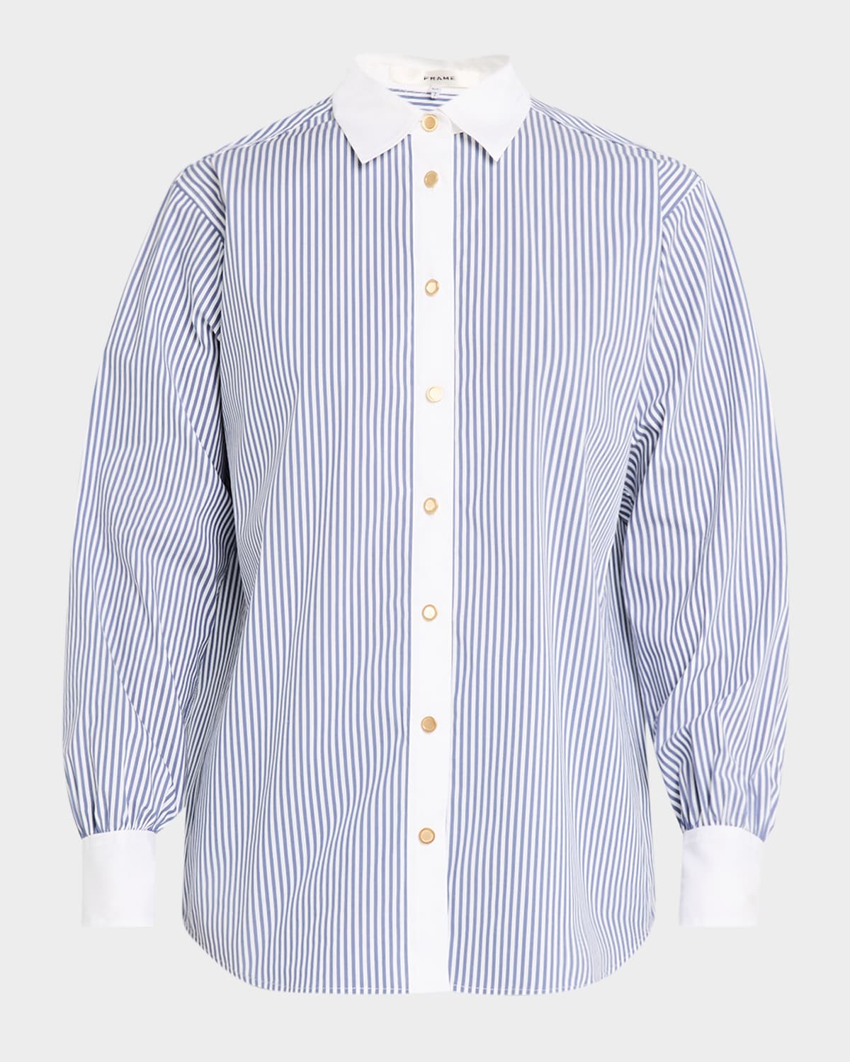 Frame The Borrowed Shirt In Dark Chambray Multi