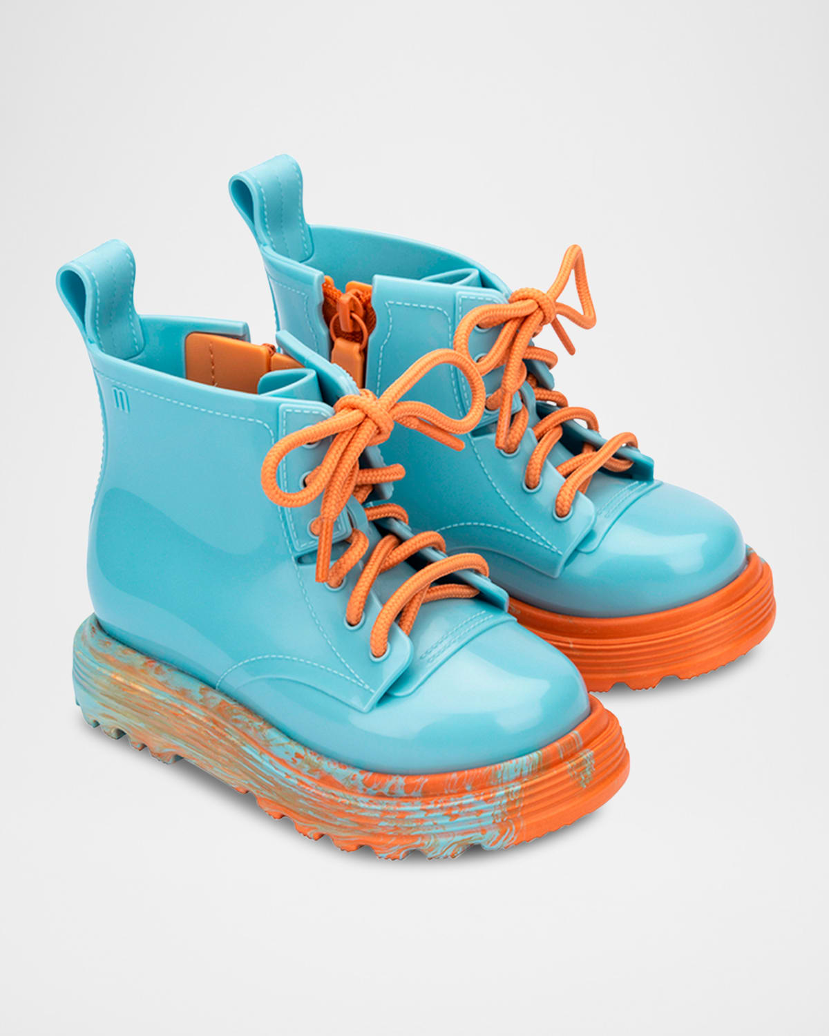 Melissa Kids' Girl's Shiny Combat Boots, Baby/toddlers In Orange