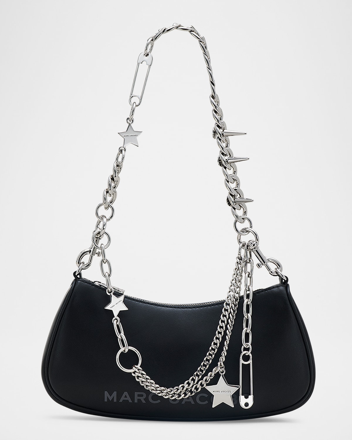 Marc Jacobs Curved Black Shoulder Bag With Adjustable Chain Handle In Black