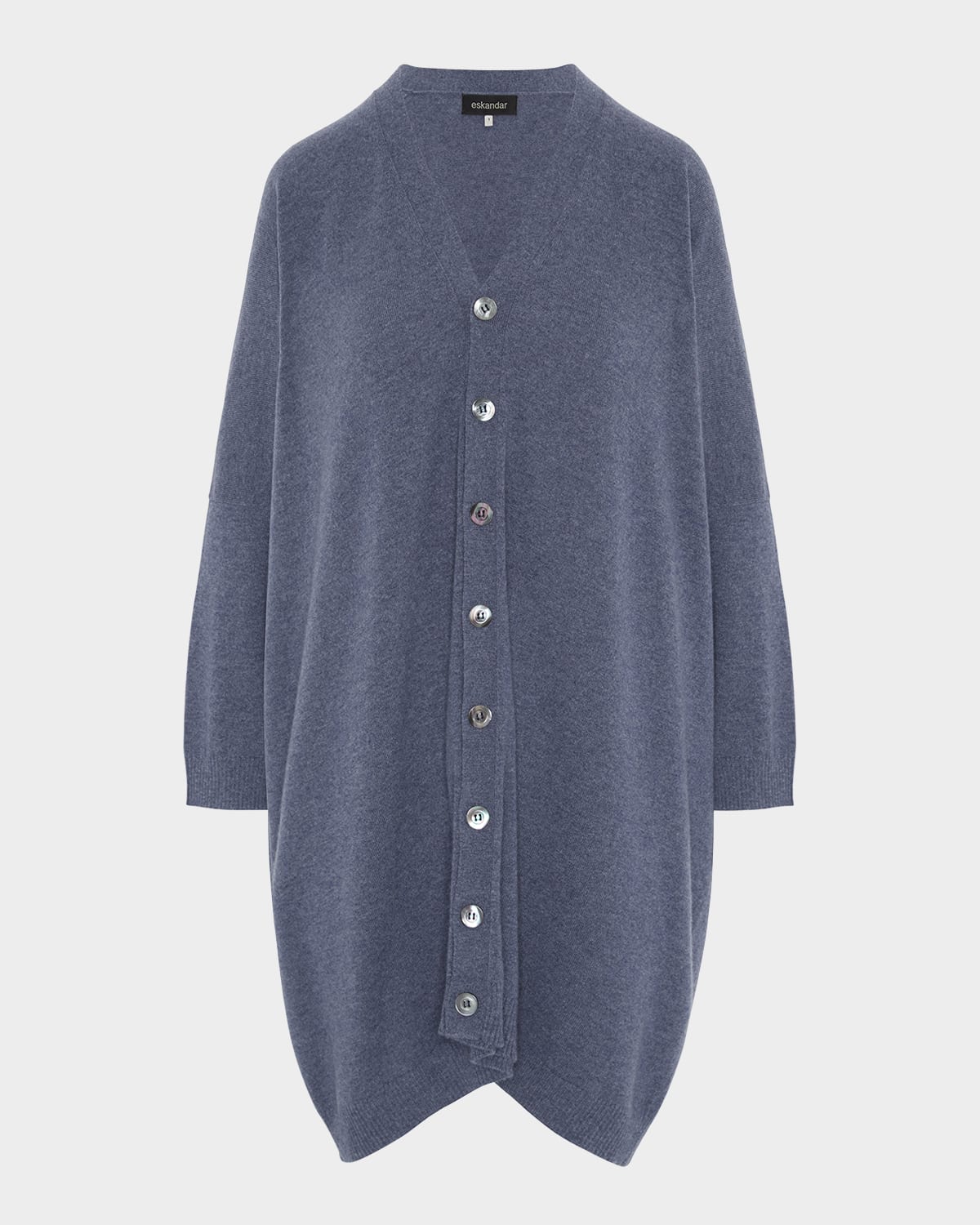 Eskandar Extra Wide V-neck Cashmere Cardigan In Bluewash