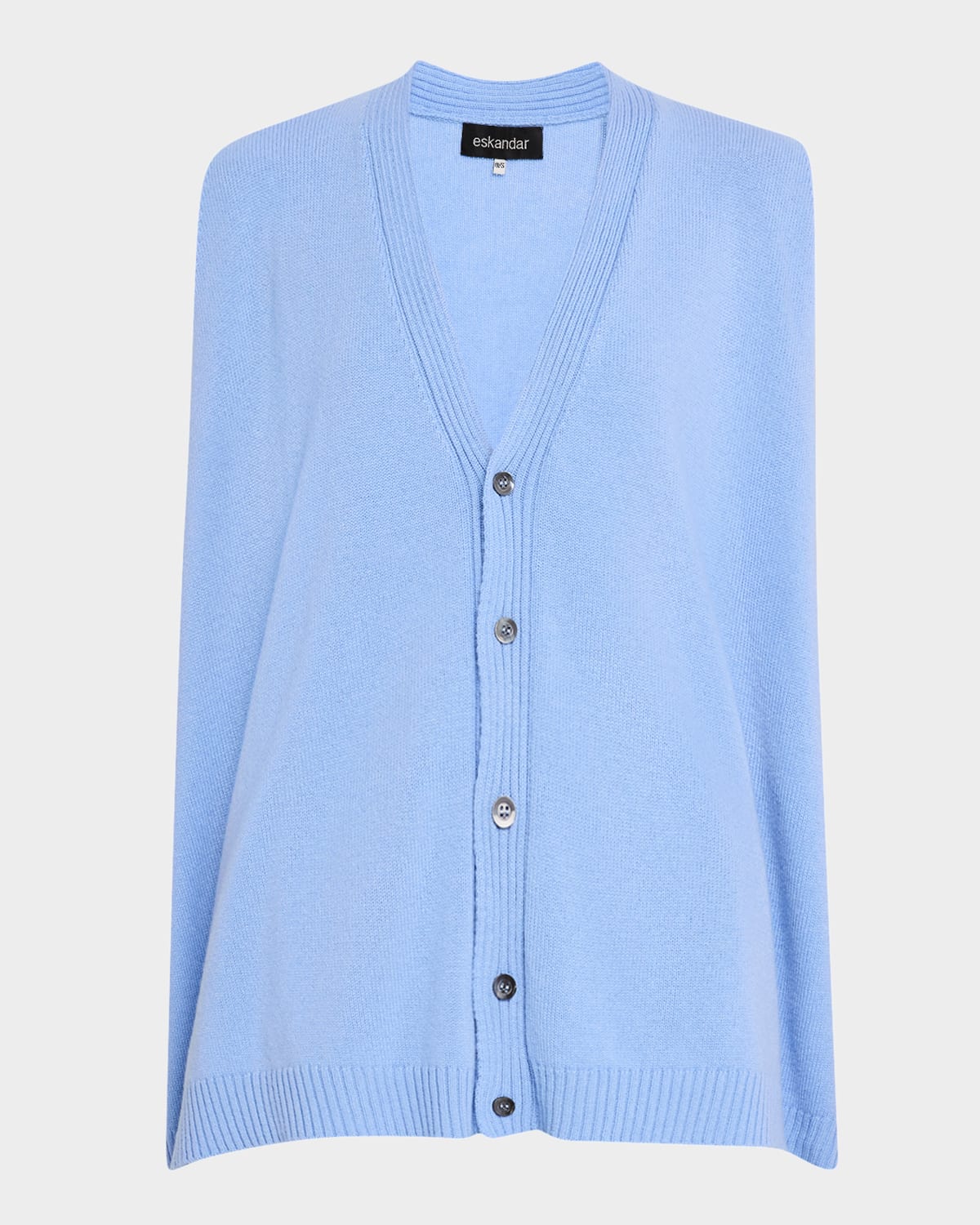Eskandar A-line Sleeveless V-neck Cashmere Cardigan (mid Plus Length) In Wedgewood