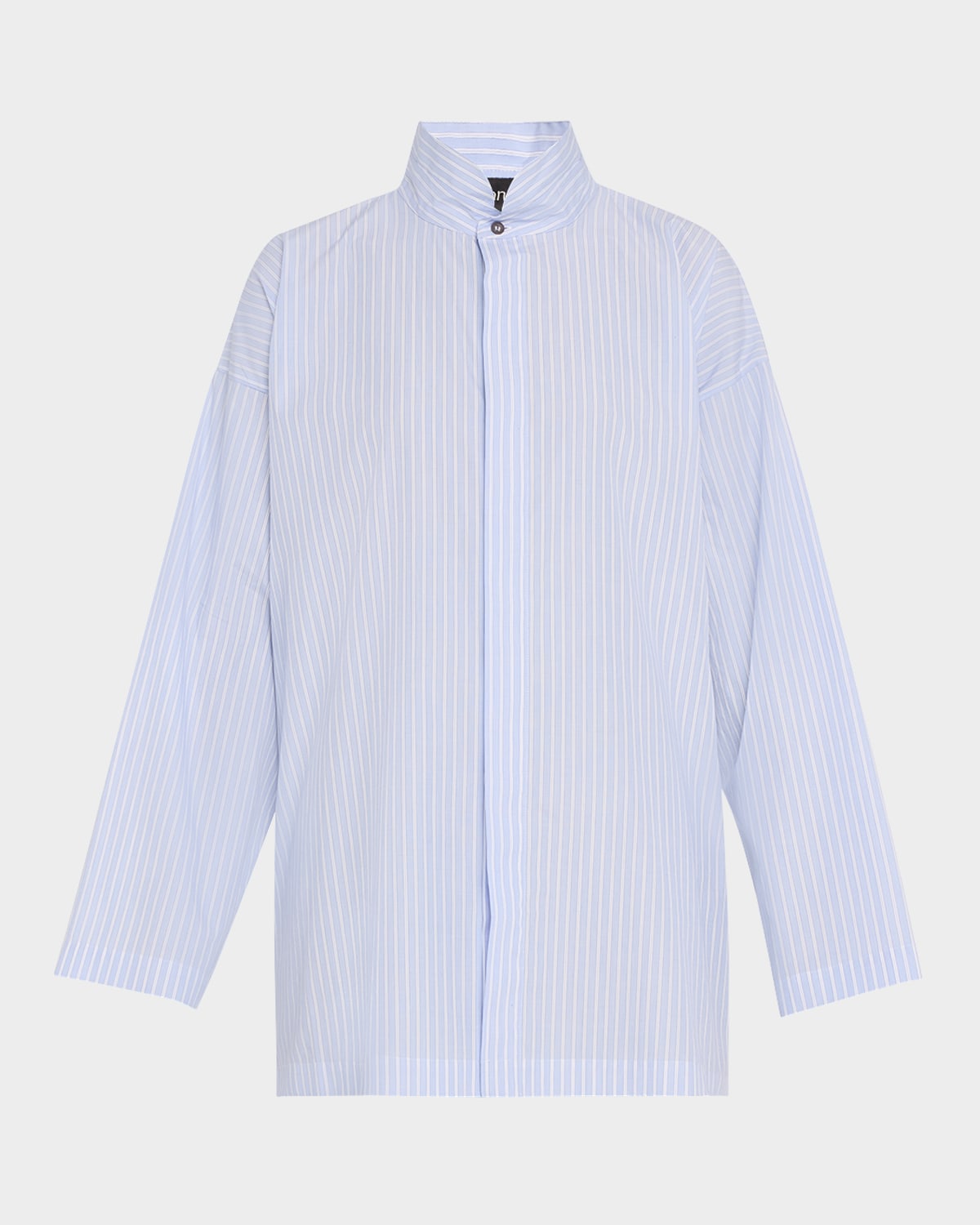 Eskandar Wide Longer Back Double Stand Collar Shirt Mid Plus In Bluewash